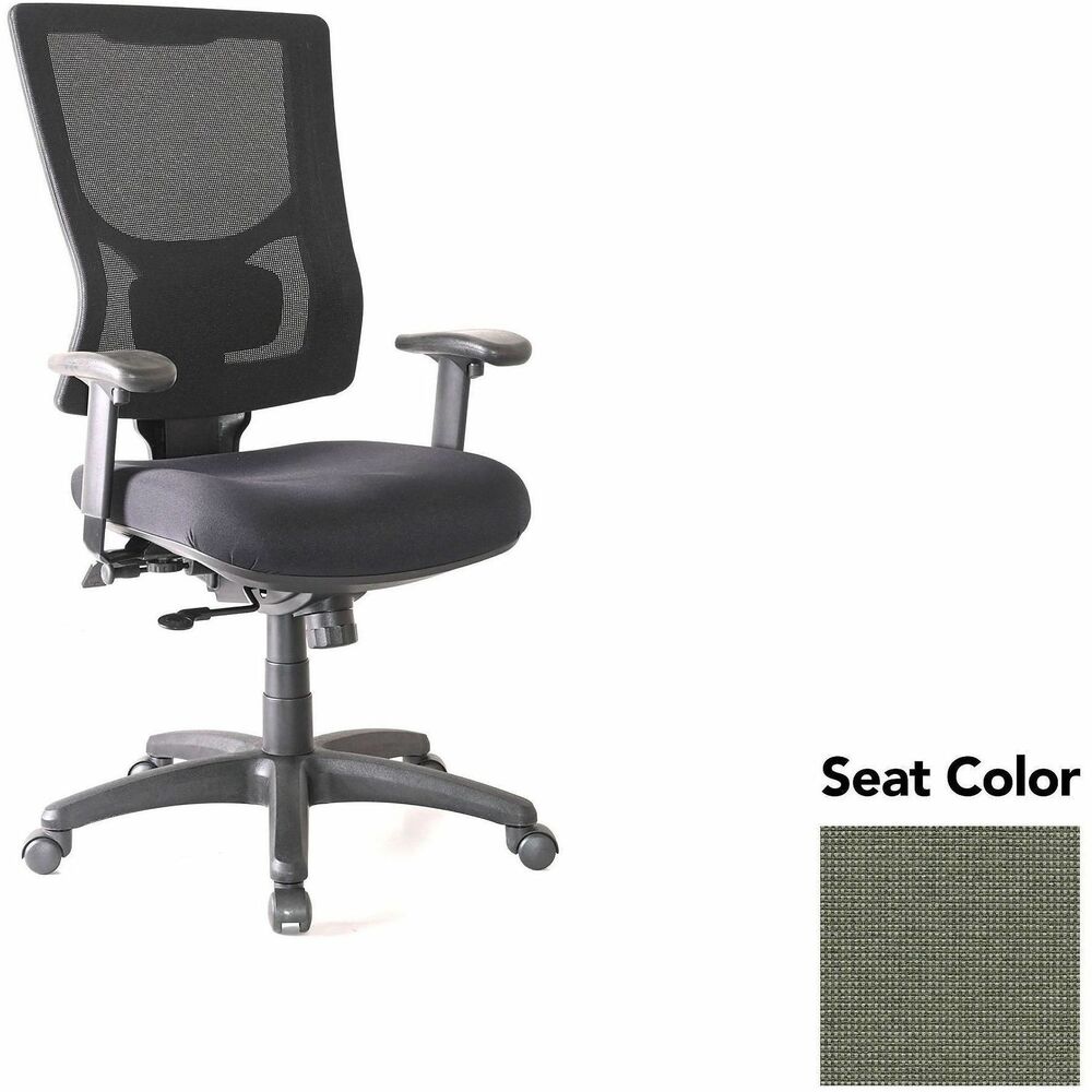 LLR6201585 - Conjure High-Back Office Chair delivers customized comfort to get you through the workday. Built-in ratchet back and lumbar support adjust in height to better position the high-strength, breathable mesh back according to your needs. Arms softly padded with polyurethane adjust in height and width. Seat slider function adjusts in depth so you can move it forward or back and then lock it into position. Other functions include knee-tilt mechanism with three-position lock, seat-height adjustment, tilt tension adjustment and 360-degree swivel. Reinforced nylon base is equipped with nylon casters for easy mobility. Weight capacity is 275 lb.