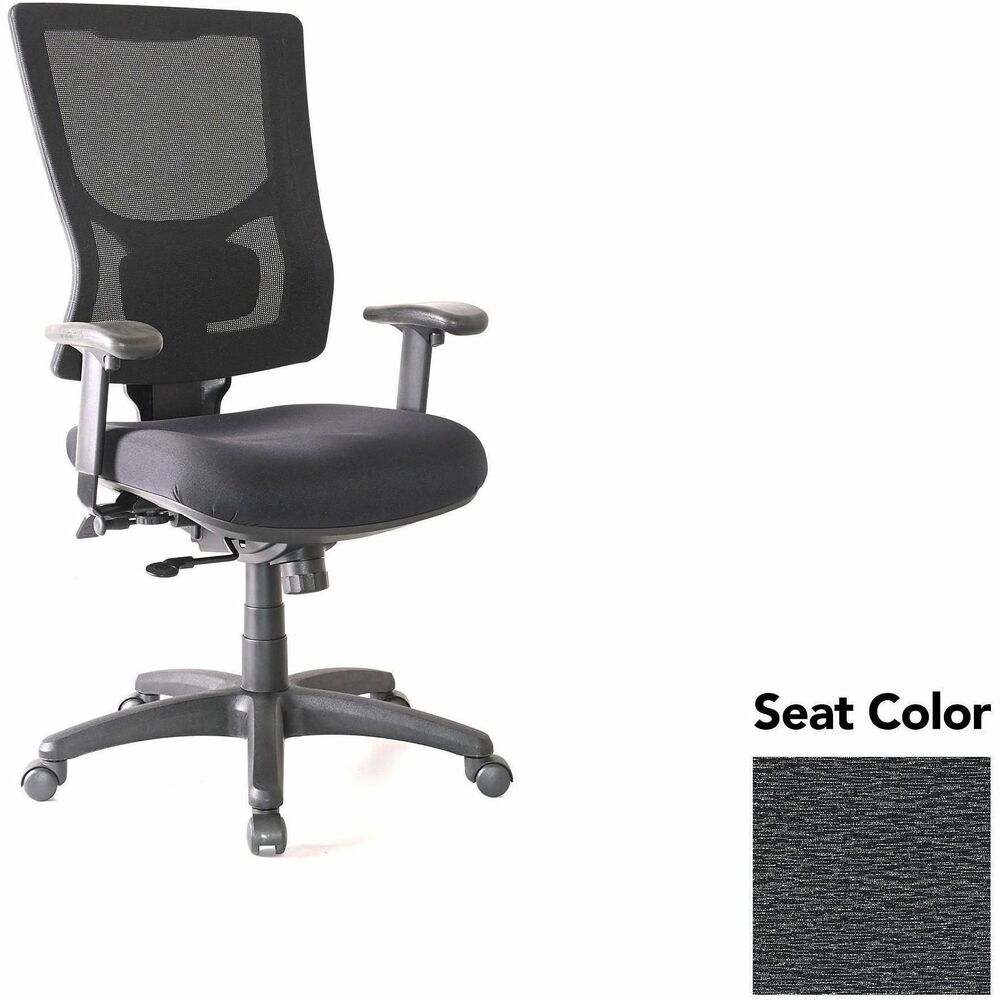LLR6201546 - Conjure High-Back Office Chair delivers customized comfort to get you through the workday. Built-in ratchet back and lumbar support adjust in height to better position the high-strength, breathable mesh back according to your needs. Arms softly padded with polyurethane adjust in height and width. Seat slider function adjusts in depth so you can move it forward or back and then lock it into position. Other functions include knee-tilt mechanism with three-position lock, seat-height adjustment, tilt tension adjustment and 360-degree swivel. Reinforced nylon base is equipped with nylon casters for easy mobility. Weight capacity is 275 lb.