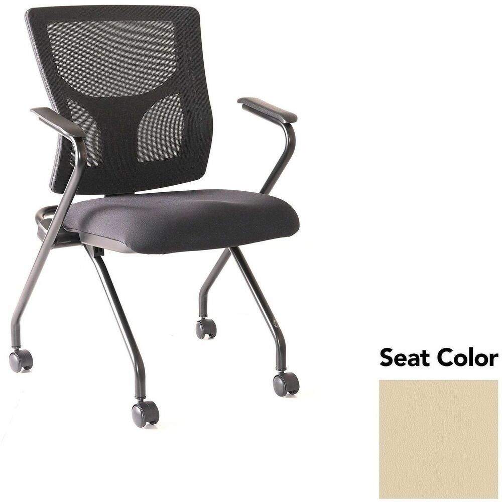 LLR62019007 - Conjure Mesh Training Chairs with arms and back tilt hinge offer the same support of Conjure Executive Chair with high-strength mesh backs and polyurethane molded foam seats. Seats fold for easy nesting. Frames are equipped with nylon casters for quick setup and takedown in temporary training areas. Fixed arms and black powder-coated metal legs deliver reliable support. Weight capacity is 275 lb.