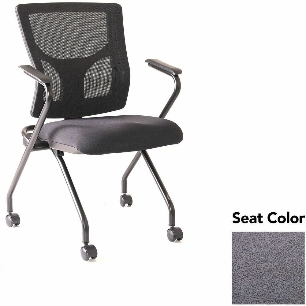 LLR62019101 - Conjure Mesh Training Chairs with arms and back tilt hinge offer the same support of Conjure Executive Chair with high-strength mesh backs and polyurethane molded foam seats. Seats fold for easy nesting. Frames are equipped with nylon casters for quick setup and takedown in temporary training areas. Fixed arms and black powder-coated metal legs deliver reliable support. Weight capacity is 275 lb.