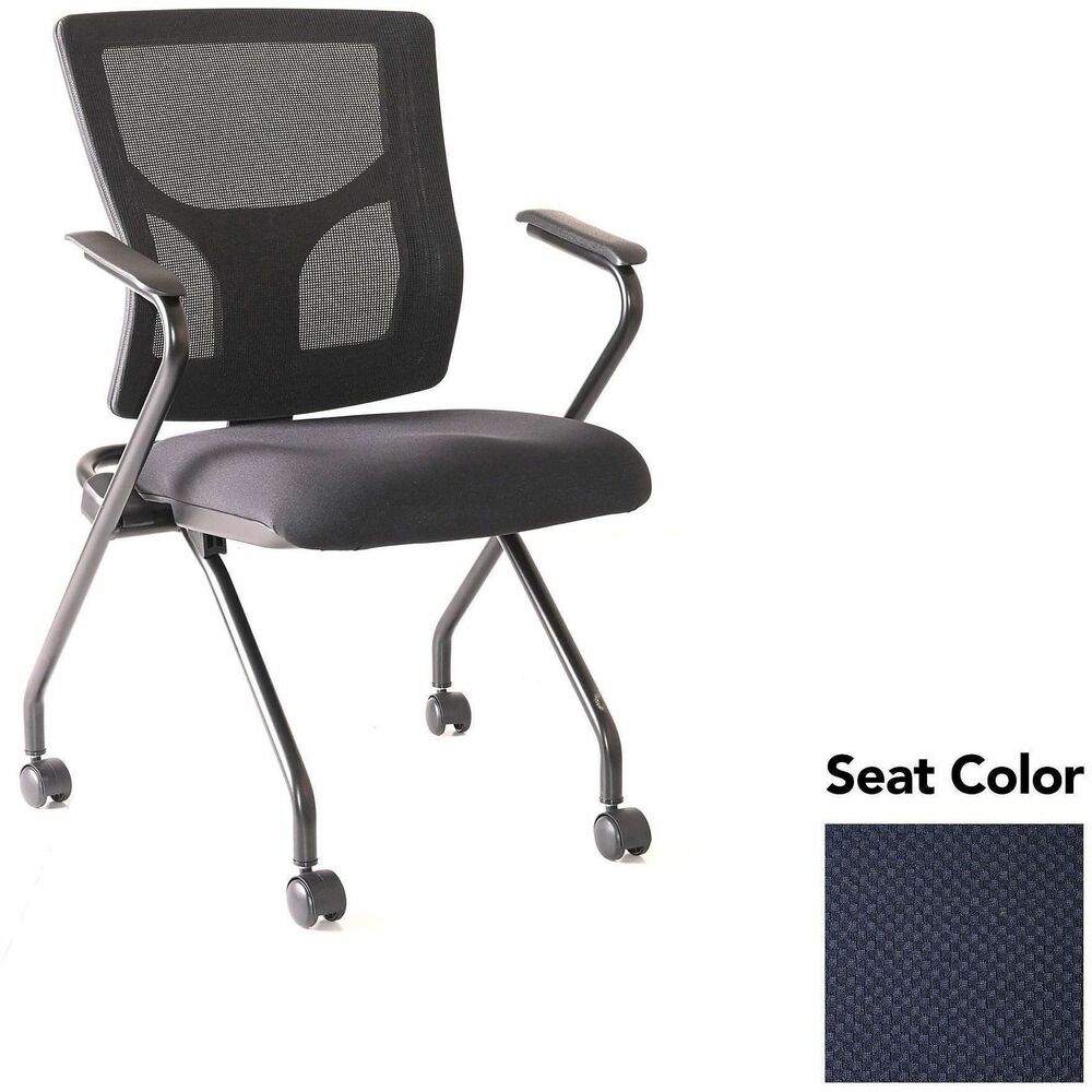 LLR6201966 - Conjure Mesh Training Chairs with arms and back tilt hinge offer the same support of Conjure Executive Chair with high-strength mesh backs and polyurethane molded foam seats. Seats fold for easy nesting. Frames are equipped with nylon casters for quick setup and takedown in temporary training areas. Fixed arms and black powder-coated metal legs deliver reliable support. Weight capacity is 275 lb.