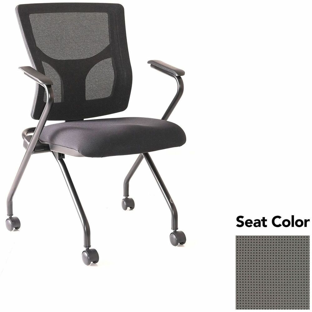 LLR6201932 - Conjure Mesh Training Chairs with arms and back tilt hinge offer the same support of Conjure Executive Chair with high-strength mesh backs and polyurethane molded foam seats. Seats fold for easy nesting. Frames are equipped with nylon casters for quick setup and takedown in temporary training areas. Fixed arms and black powder-coated metal legs deliver reliable support. Weight capacity is 275 lb.