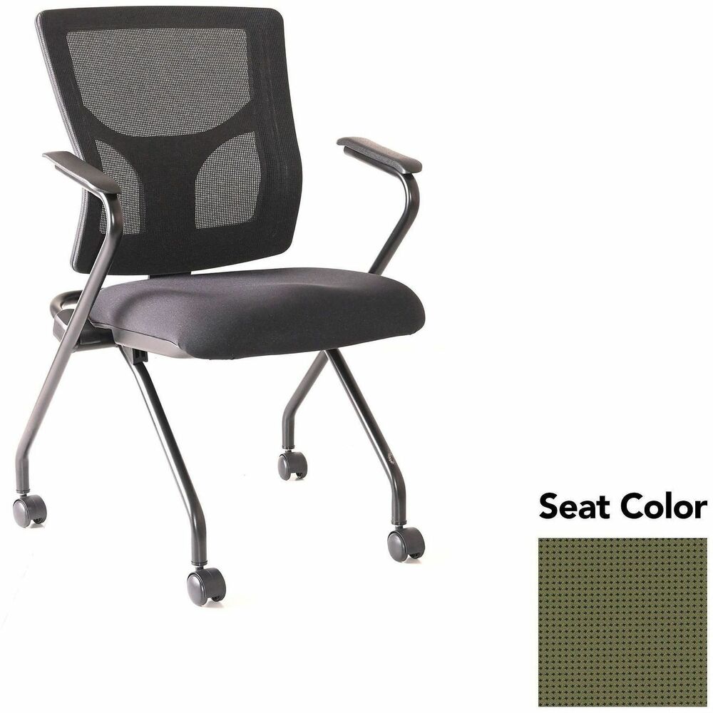 LLR6201934 - Conjure Mesh Training Chairs with arms and back tilt hinge offer the same support of Conjure Executive Chair with high-strength mesh backs and polyurethane molded foam seats. Seats fold for easy nesting. Frames are equipped with nylon casters for quick setup and takedown in temporary training areas. Fixed arms and black powder-coated metal legs deliver reliable support. Weight capacity is 275 lb.