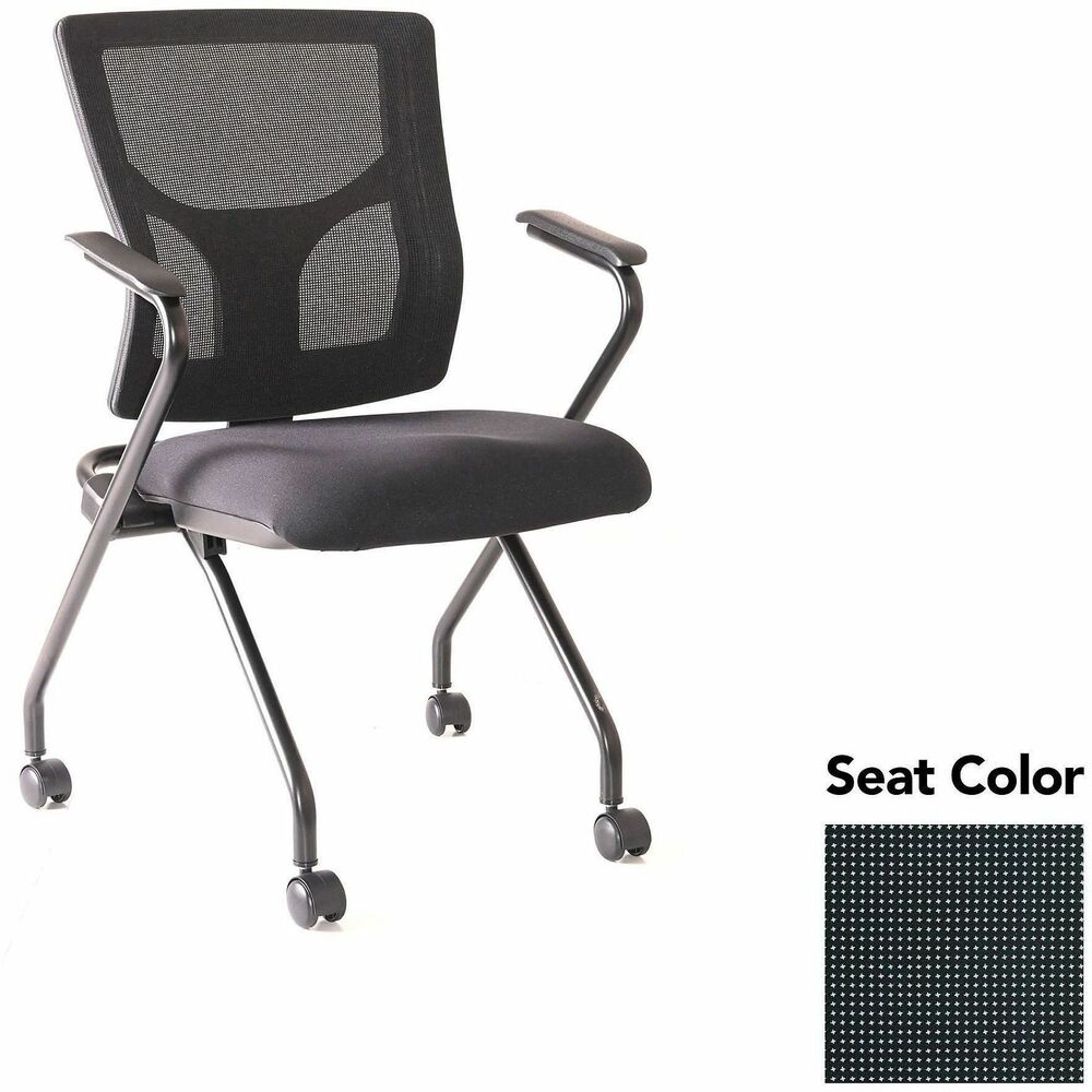 LLR6201935 - Conjure Mesh Training Chairs with arms and back tilt hinge offer the same support of Conjure Executive Chair with high-strength mesh backs and polyurethane molded foam seats. Seats fold for easy nesting. Frames are equipped with nylon casters for quick setup and takedown in temporary training areas. Fixed arms and black powder-coated metal legs deliver reliable support. Weight capacity is 275 lb.