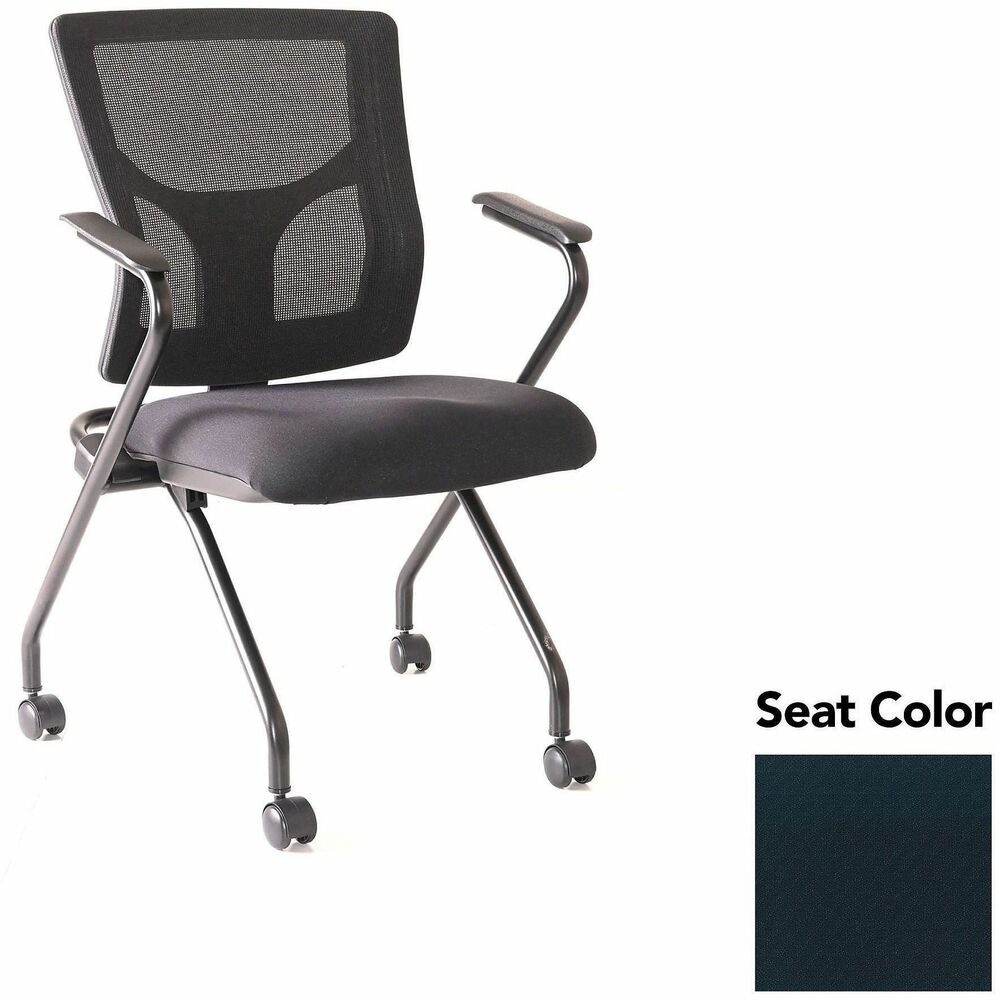 LLR6201949 - Conjure Mesh Training Chairs with arms and back tilt hinge offer the same support of Conjure Executive Chair with high-strength mesh backs and polyurethane molded foam seats. Seats fold for easy nesting. Frames are equipped with nylon casters for quick setup and takedown in temporary training areas. Fixed arms and black powder-coated metal legs deliver reliable support. Weight capacity is 275 lb.