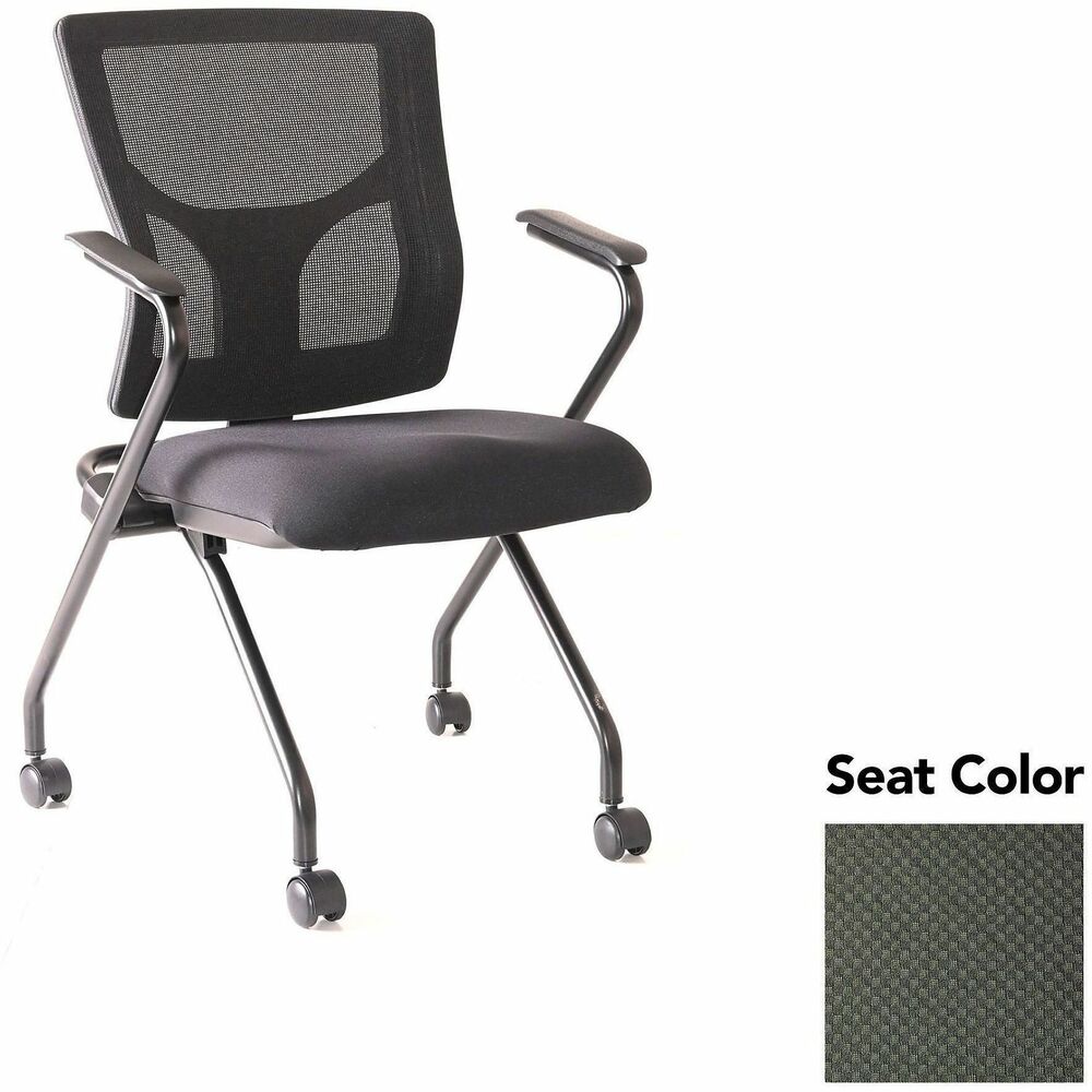 LLR6201967 - Conjure Mesh Training Chairs with arms and back tilt hinge offer the same support of Conjure Executive Chair with high-strength mesh backs and polyurethane molded foam seats. Seats fold for easy nesting. Frames are equipped with nylon casters for quick setup and takedown in temporary training areas. Fixed arms and black powder-coated metal legs deliver reliable support. Weight capacity is 275 lb.