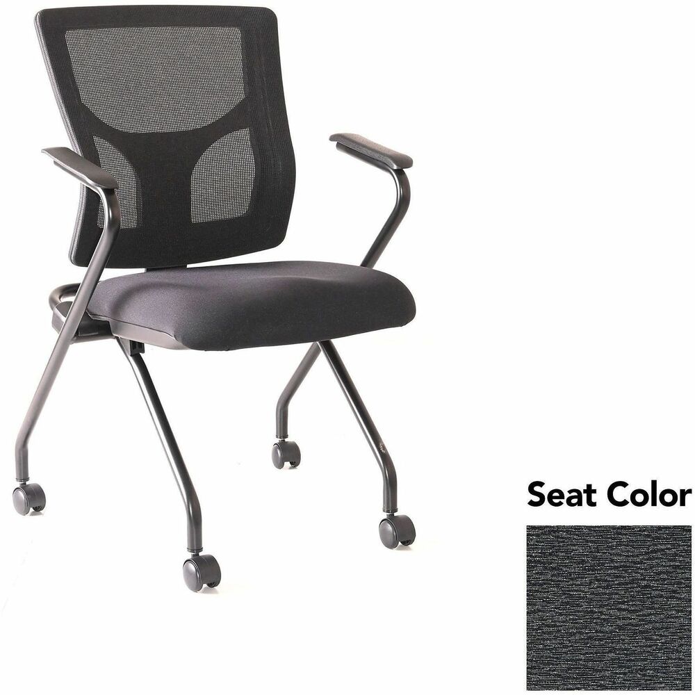 LLR6201946 - Conjure Mesh Training Chairs with arms and back tilt hinge offer the same support of Conjure Executive Chair with high-strength mesh backs and polyurethane molded foam seats. Seats fold for easy nesting. Frames are equipped with nylon casters for quick setup and takedown in temporary training areas. Fixed arms and black powder-coated metal legs deliver reliable support. Weight capacity is 275 lb.
