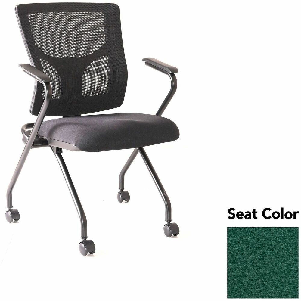 LLR6201942 - Conjure Mesh Training Chairs with arms and back tilt hinge offer the same support of Conjure Executive Chair with high-strength mesh backs and polyurethane molded foam seats. Seats fold for easy nesting. Frames are equipped with nylon casters for quick setup and takedown in temporary training areas. Fixed arms and black powder-coated metal legs deliver reliable support. Weight capacity is 275 lb.