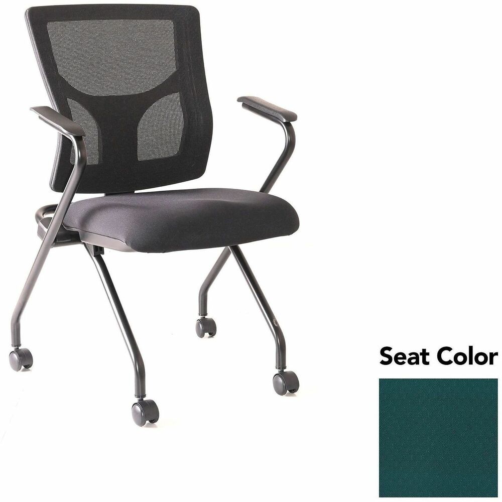 LLR6201950 - Conjure Mesh Training Chairs with arms and back tilt hinge offer the same support of Conjure Executive Chair with high-strength mesh backs and polyurethane molded foam seats. Seats fold for easy nesting. Frames are equipped with nylon casters for quick setup and takedown in temporary training areas. Fixed arms and black powder-coated metal legs deliver reliable support. Weight capacity is 275 lb.