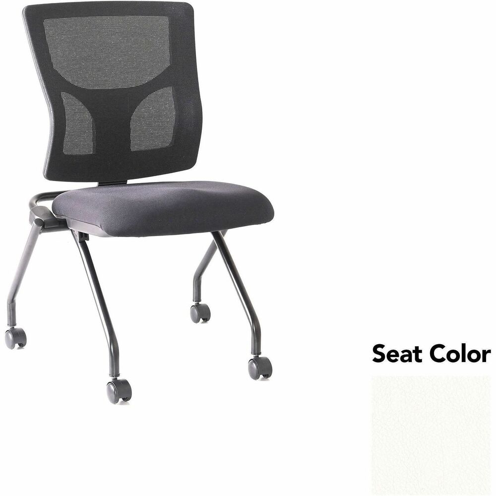 LLR62020103 - Conjure Mesh Training Chairs with back tilt hinge offer the same support of Conjure Executive Chair with high-strength mesh backs and polyurethane molded foam seats. Seats fold for easy nesting. Frames are equipped with nylon casters for quick setup and takedown in temporary training areas. Black powder-coated metal legs deliver reliable support. Weight capacity is 275 lb.
