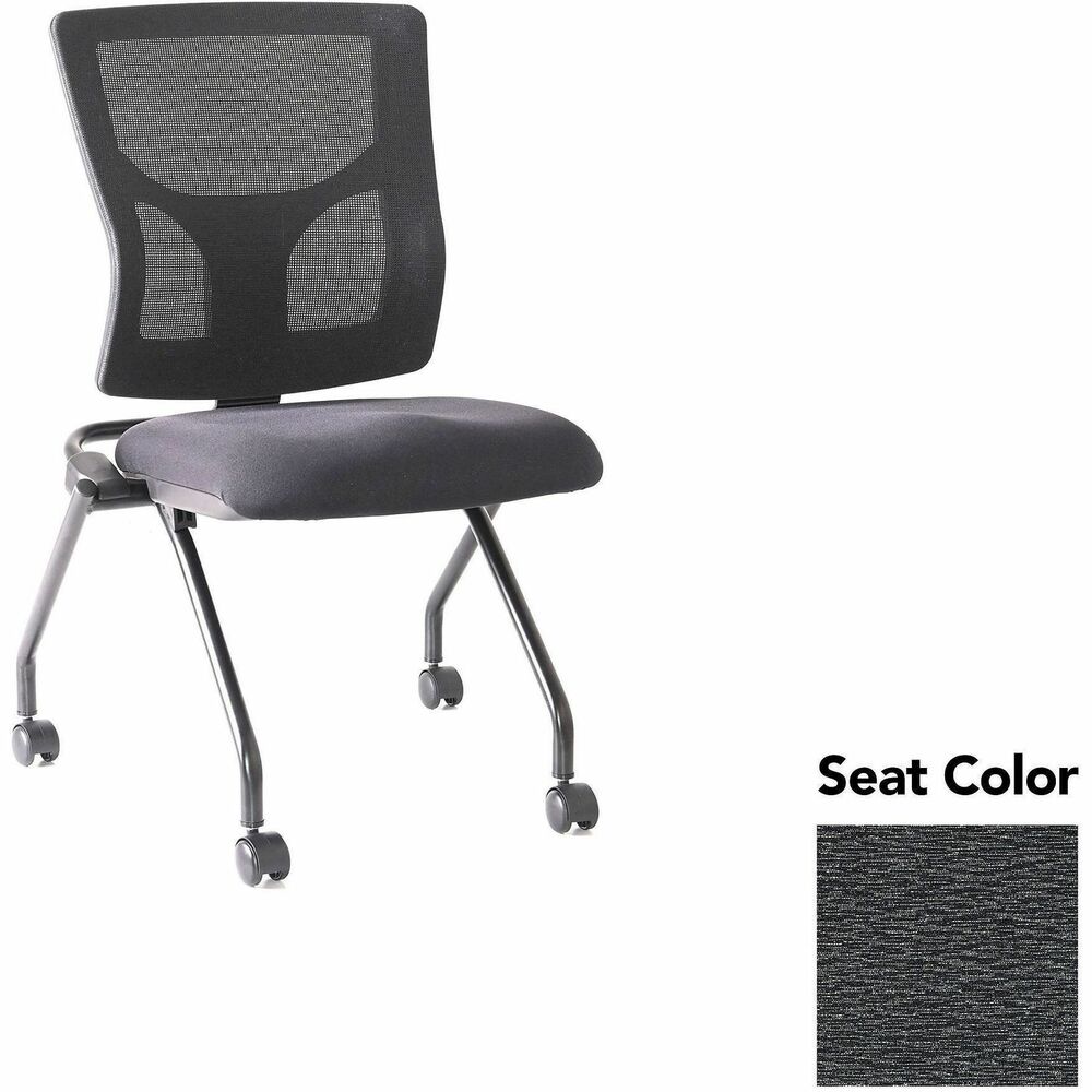 LLR6202046 - Conjure Mesh Training Chairs with back tilt hinge offer the same support of Conjure Executive Chair with high-strength mesh backs and polyurethane molded foam seats. Seats fold for easy nesting. Frames are equipped with nylon casters for quick setup and takedown in temporary training areas. Black powder-coated metal legs deliver reliable support. Weight capacity is 275 lb.
