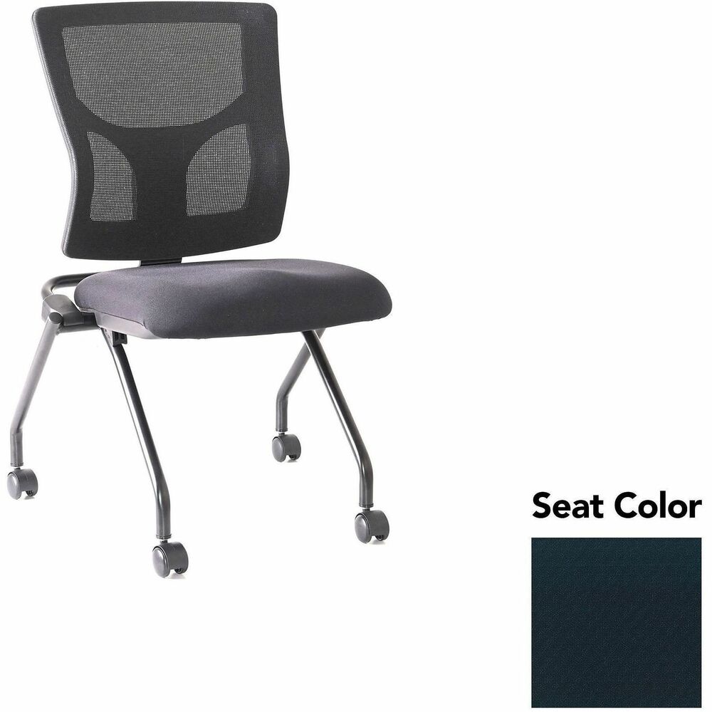 LLR6202049 - Conjure Mesh Training Chairs with back tilt hinge offer the same support of Conjure Executive Chair with high-strength mesh backs and polyurethane molded foam seats. Seats fold for easy nesting. Frames are equipped with nylon casters for quick setup and takedown in temporary training areas. Black powder-coated metal legs deliver reliable support. Weight capacity is 275 lb.
