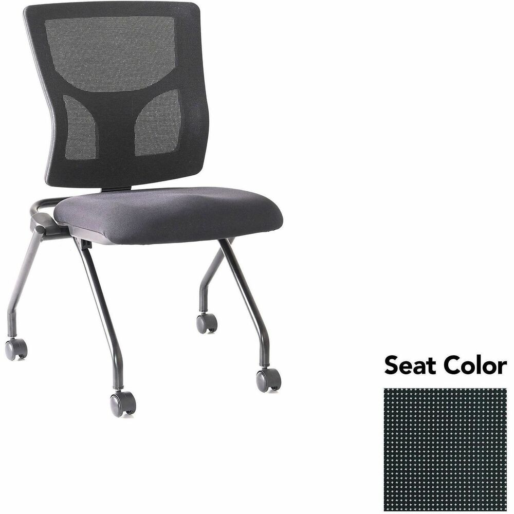 LLR6202035 - Conjure Mesh Training Chairs with back tilt hinge offer the same support of Conjure Executive Chair with high-strength mesh backs and polyurethane molded foam seats. Seats fold for easy nesting. Frames are equipped with nylon casters for quick setup and takedown in temporary training areas. Black powder-coated metal legs deliver reliable support. Weight capacity is 275 lb.