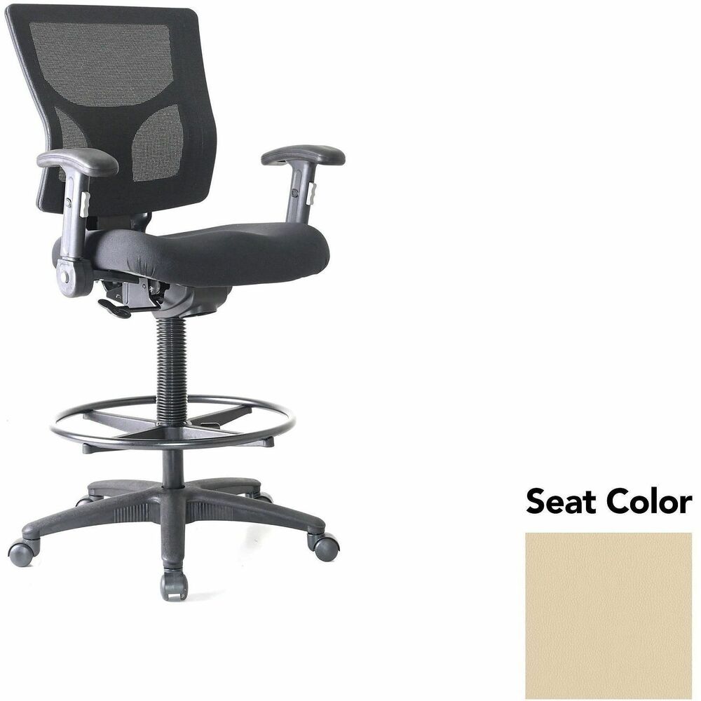 LLR62021007 - Conjure Office Stool delivers the height you need to sit comfortably at standing desks and high tables. The 21" diameter metal ring offers a convenient footrest that helps you take advantage of the 360-degree swivel. High-strength mesh upholstery covers the back for breathable, cradling comfort. Height-adjustable armrests fold away for more versatile seating. They are cushioned with soft polyurethane pads. Height-adjustable seat lets you sink into thick, polyurethane molded foam for more support throughout the workday. Reinforced nylon base is equipped with nylon casters for easy mobility. Weight capacity is 275 lb.