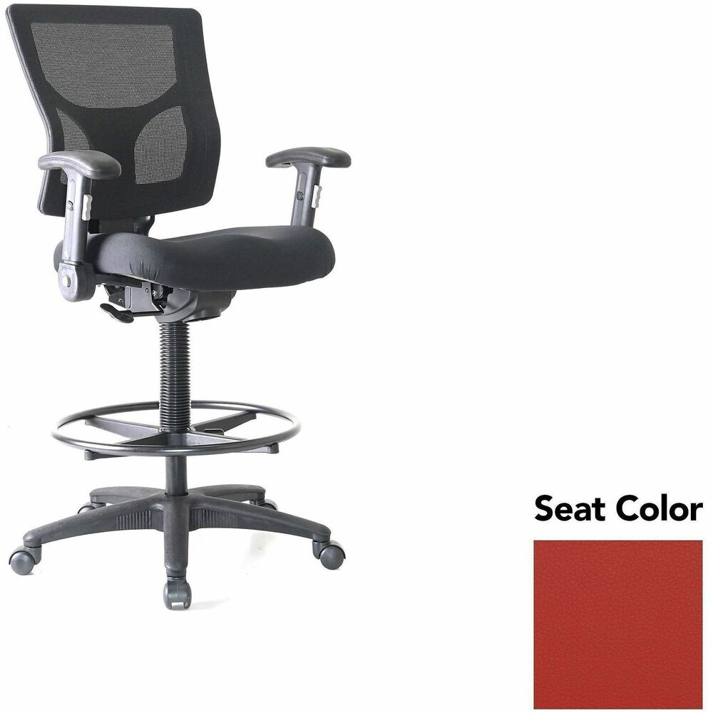 LLR62021075 - Conjure Office Stool delivers the height you need to sit comfortably at standing desks and high tables. The 21" diameter metal ring offers a convenient footrest that helps you take advantage of the 360-degree swivel. High-strength mesh upholstery covers the back for breathable, cradling comfort. Height-adjustable armrests fold away for more versatile seating. They are cushioned with soft polyurethane pads. Height-adjustable seat lets you sink into thick, polyurethane molded foam for more support throughout the workday. Reinforced nylon base is equipped with nylon casters for easy mobility. Weight capacity is 275 lb.