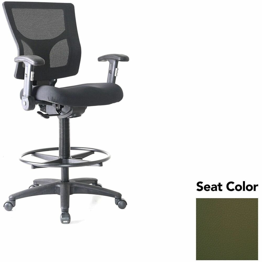 LLR6202127 - Conjure Office Stool delivers the height you need to sit comfortably at standing desks and high tables. The 21" diameter metal ring offers a convenient footrest that helps you take advantage of the 360-degree swivel. High-strength mesh upholstery covers the back for breathable, cradling comfort. Height-adjustable armrests fold away for more versatile seating. They are cushioned with soft polyurethane pads. Height-adjustable seat lets you sink into thick, polyurethane molded foam for more support throughout the workday. Reinforced nylon base is equipped with nylon casters for easy mobility. Weight capacity is 275 lb.