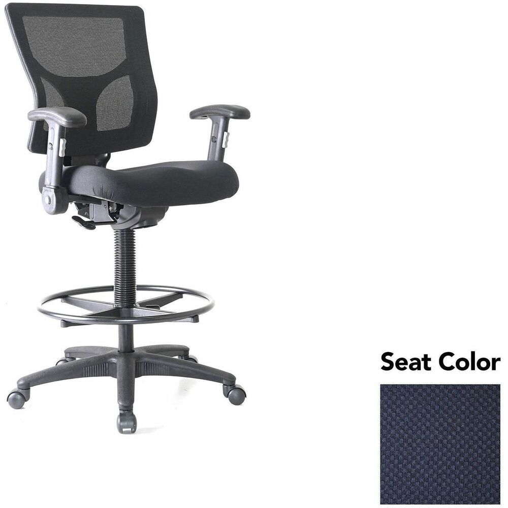 LLR6202166 - Conjure Office Stool delivers the height you need to sit comfortably at standing desks and high tables. The 21" diameter metal ring offers a convenient footrest that helps you take advantage of the 360-degree swivel. High-strength mesh upholstery covers the back for breathable, cradling comfort. Height-adjustable armrests fold away for more versatile seating. They are cushioned with soft polyurethane pads. Height-adjustable seat lets you sink into thick, polyurethane molded foam for more support throughout the workday. Reinforced nylon base is equipped with nylon casters for easy mobility. Weight capacity is 275 lb.