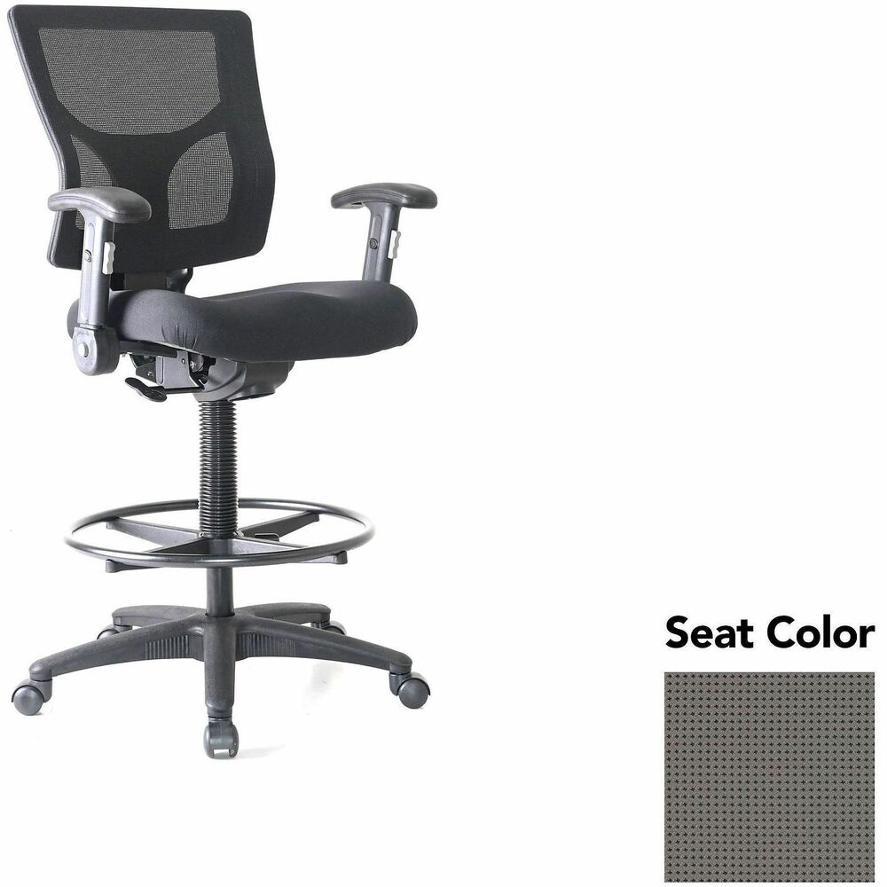 LLR6202132 - Conjure Office Stool delivers the height you need to sit comfortably at standing desks and high tables. The 21" diameter metal ring offers a convenient footrest that helps you take advantage of the 360-degree swivel. High-strength mesh upholstery covers the back for breathable, cradling comfort. Height-adjustable armrests fold away for more versatile seating. They are cushioned with soft polyurethane pads. Height-adjustable seat lets you sink into thick, polyurethane molded foam for more support throughout the workday. Reinforced nylon base is equipped with nylon casters for easy mobility. Weight capacity is 275 lb.