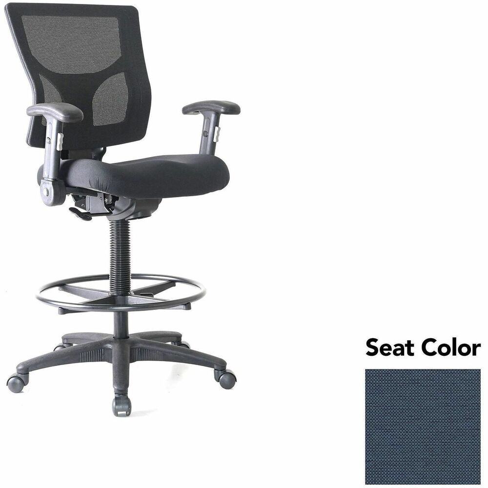 LLR6202184 - Conjure Office Stool delivers the height you need to sit comfortably at standing desks and high tables. The 21" diameter metal ring offers a convenient footrest that helps you take advantage of the 360-degree swivel. High-strength mesh upholstery covers the back for breathable, cradling comfort. Height-adjustable armrests fold away for more versatile seating. They are cushioned with soft polyurethane pads. Height-adjustable seat lets you sink into thick, polyurethane molded foam for more support throughout the workday. Reinforced nylon base is equipped with nylon casters for easy mobility. Weight capacity is 275 lb.