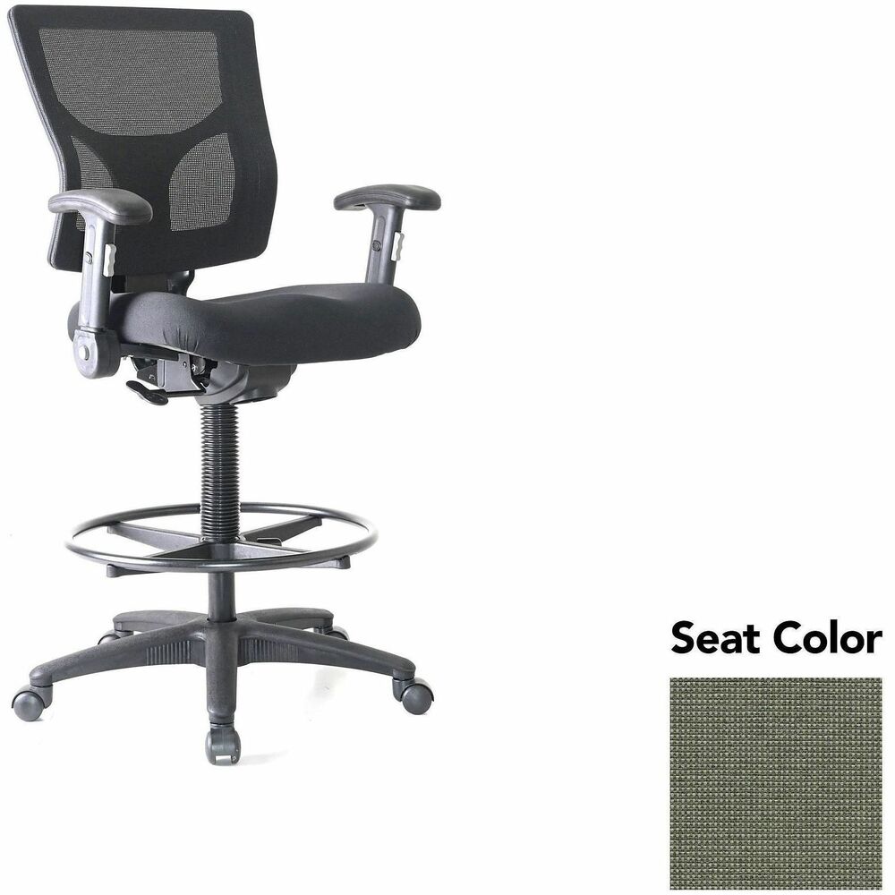 LLR6202185 - Conjure Office Stool delivers the height you need to sit comfortably at standing desks and high tables. The 21" diameter metal ring offers a convenient footrest that helps you take advantage of the 360-degree swivel. High-strength mesh upholstery covers the back for breathable, cradling comfort. Height-adjustable armrests fold away for more versatile seating. They are cushioned with soft polyurethane pads. Height-adjustable seat lets you sink into thick, polyurethane molded foam for more support throughout the workday. Reinforced nylon base is equipped with nylon casters for easy mobility. Weight capacity is 275 lb.