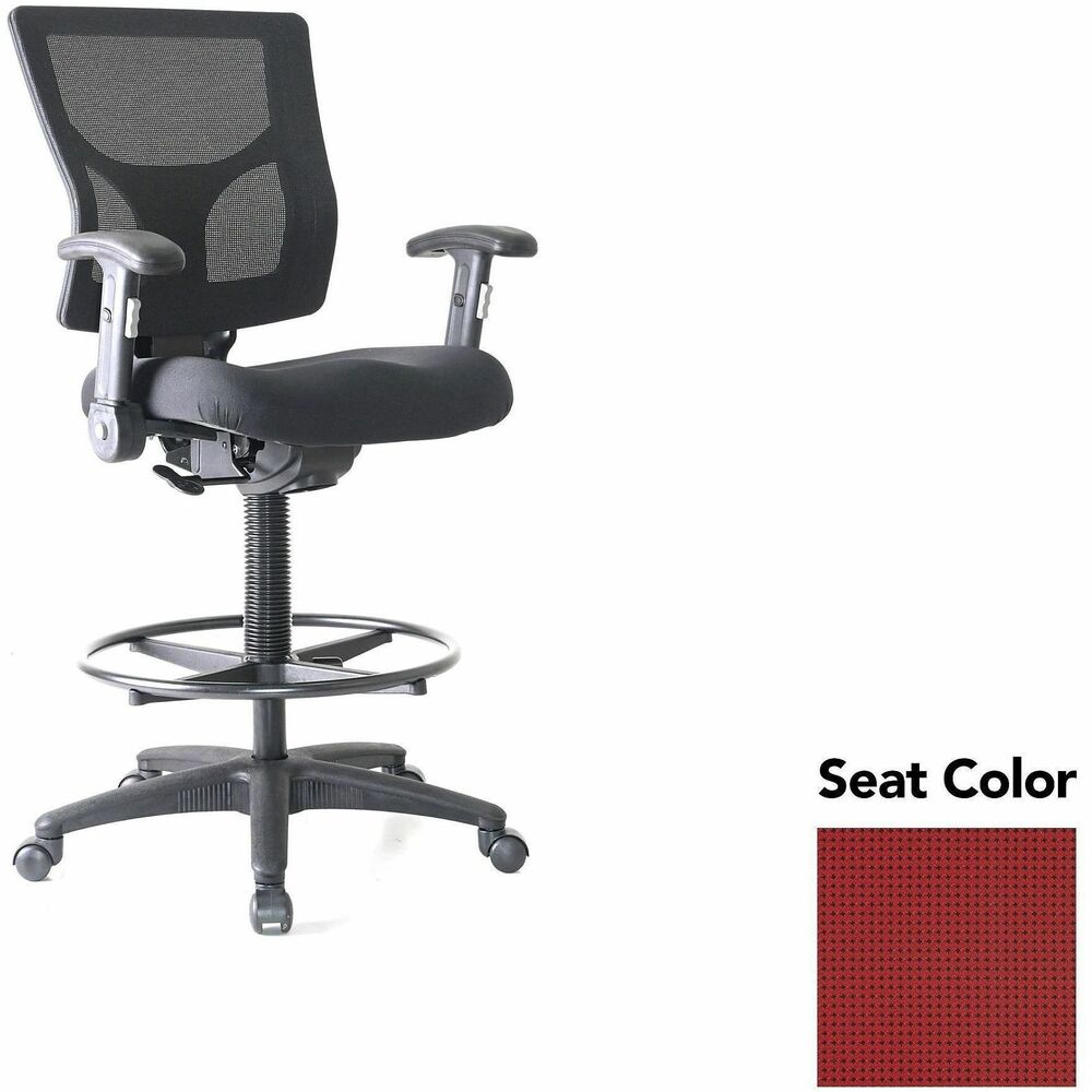LLR6202131 - Conjure Office Stool delivers the height you need to sit comfortably at standing desks and high tables. The 21" diameter metal ring offers a convenient footrest that helps you take advantage of the 360-degree swivel. High-strength mesh upholstery covers the back for breathable, cradling comfort. Height-adjustable armrests fold away for more versatile seating. They are cushioned with soft polyurethane pads. Height-adjustable seat lets you sink into thick, polyurethane molded foam for more support throughout the workday. Reinforced nylon base is equipped with nylon casters for easy mobility. Weight capacity is 275 lb.