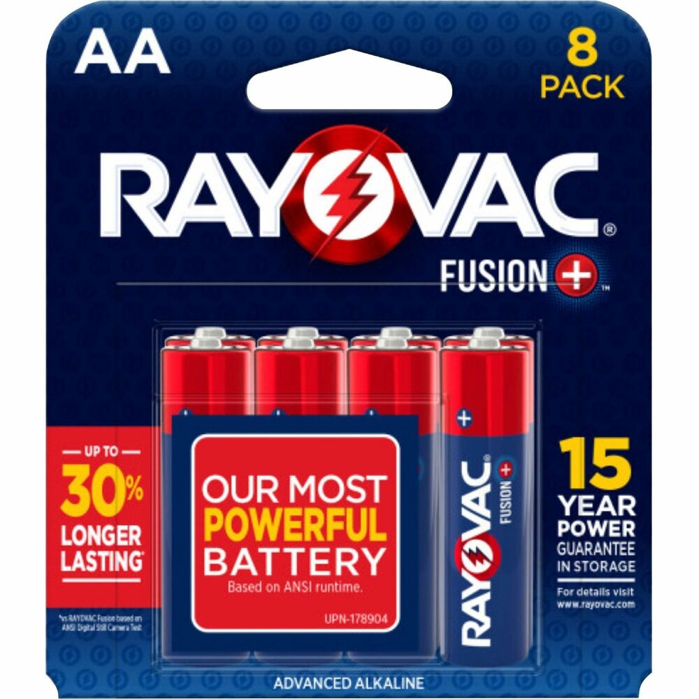 RAY8158TFUS - Fusion Premium AA Batteries delivers maximum performance to high-drain devices. These advanced, alkaline AA batteries are engineered with a Universal Power system to provide optimal performance in a wide variety of devices. Use these high-performance batteries daily in the most power-hungry devices, including your wireless microphone, video game controller and high-powered toys. An Enriched Core provides a longer battery life to keep your devices running and increases dependability to last up to 12 years in storage. Patent-pending Micro-Separator provides more room for active ingredients while its synthetic design increases reliability.