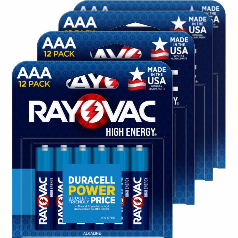 RAY82412TCT - Power your household with High Energy AAA Alkaline Batteries. Engineered for long-lasting performance, these Rayovac AAA batteries are ideal for the high-use devices in your home, including flashlights, wireless mice, remotes and smart home devices. Rayovac rigorously tests its batteries to ensure they do what they say they'll do. These alkaline AAA batteries are backed by a 10-Year Power Guarantee to last up to 10 years in storage. Each AAA battery is made for dependable performance.
