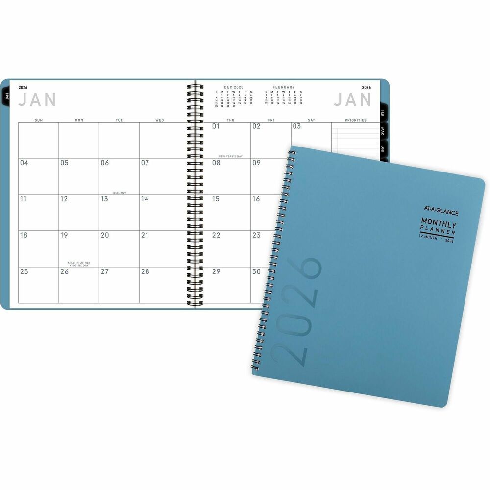 AAG7026XL38 - Plan to stay ahead all year long with the Contemporary Lite Monthly Planner. Dated planning pages range 12 months from January to December. Modern foil accents enhance the stylish cover for a touch of sophistication. Plan your schedule without fear of distracting ink bleeding. High-quality paper features ink bleed-resistance to keep your planning pages neat. Monthly pages feature unruled daily blocks (1-15/16" x 1-3/4") and provide an ideal planning structure for tracking deadlines, goals and appointments. Months are tabbed for easy navigation. Enhance your organization with special pages: six notes pages, two future planning, three-year reference calendar and important dates. Planner comes with a full set of stickers to highlight important events, emphasize priorities and mark special occasions. Durable faux-leather cover with twin-wire binding helps prevent snags and secure pages.