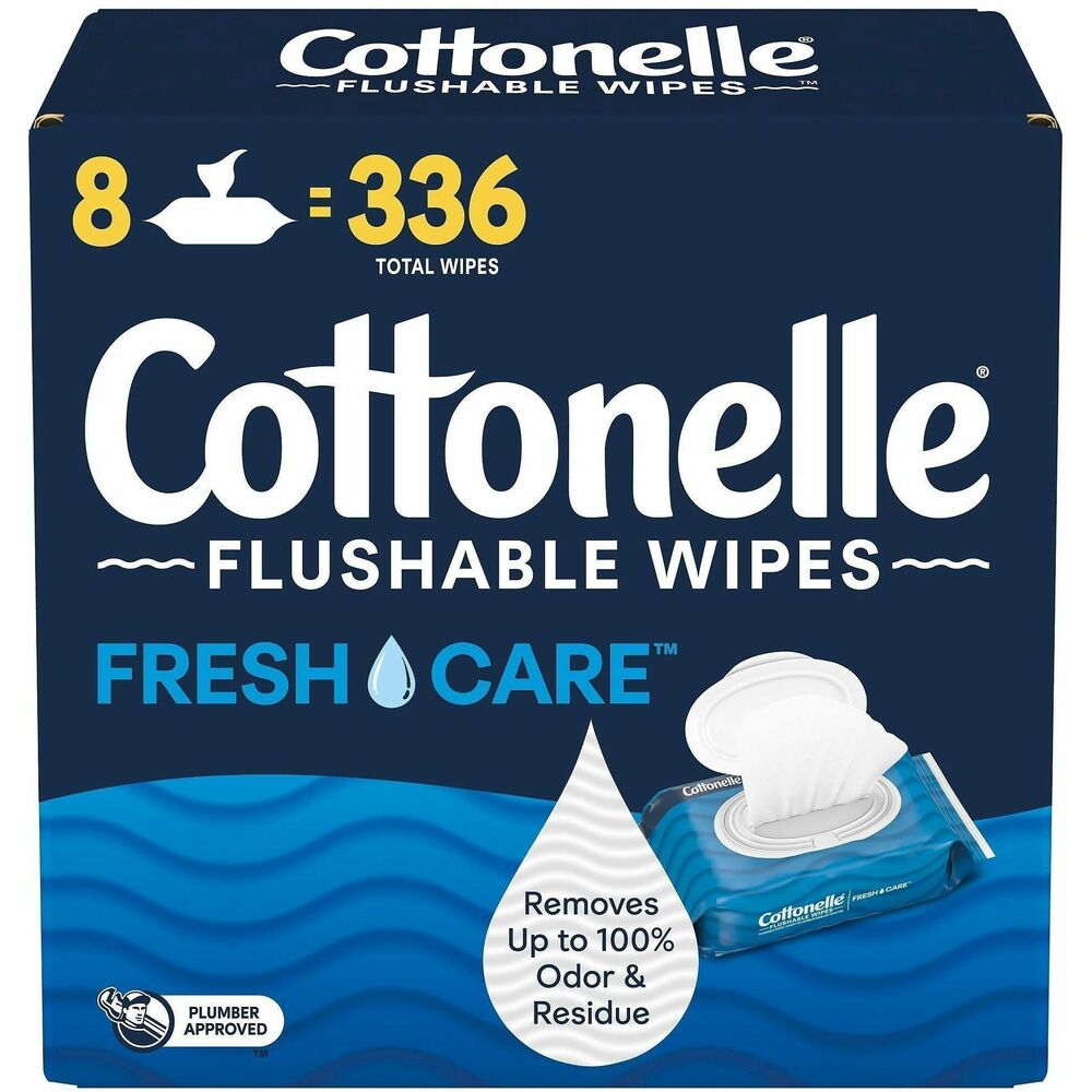 Cottonelle FreshCare Flush Wipes - CleaningRipples Texture - White - Fiber - 8 / Box