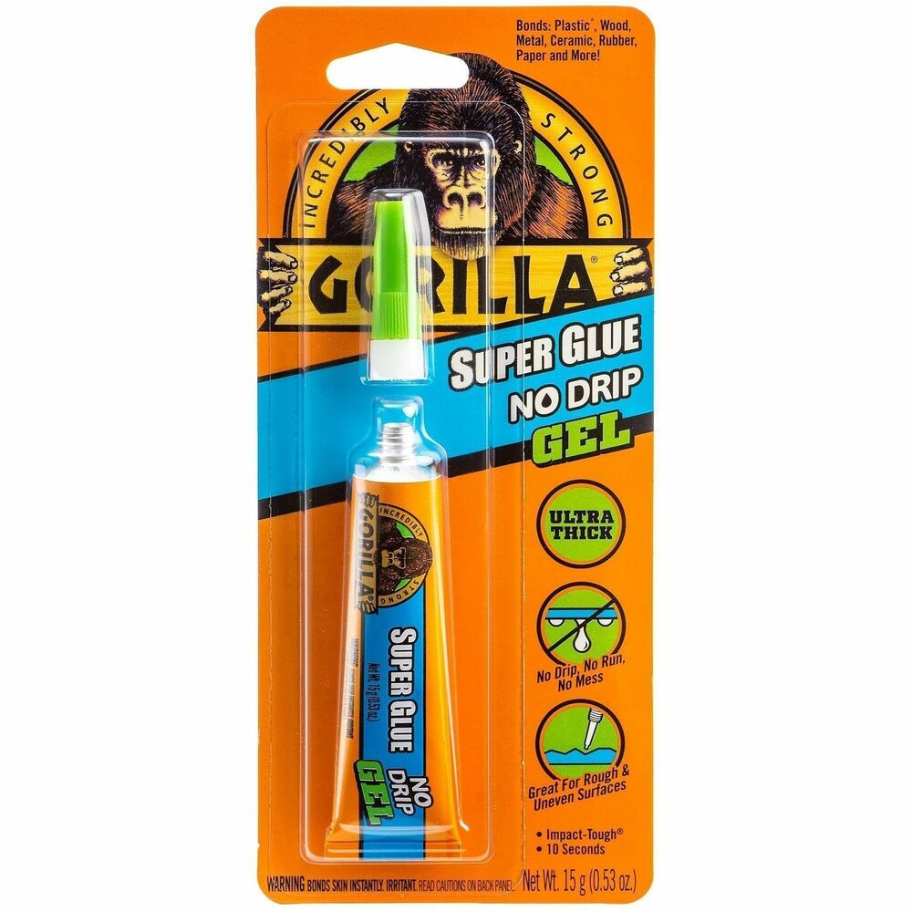 GOR109804 - Its high strength and quick set time make Gorilla Super Glue the go-to for a variety of household projects.  Developed for long-lasting repairs in an instant, this super glue is designed with an impact-tough formula to handle bumps and drops with a strong, reliable bond.