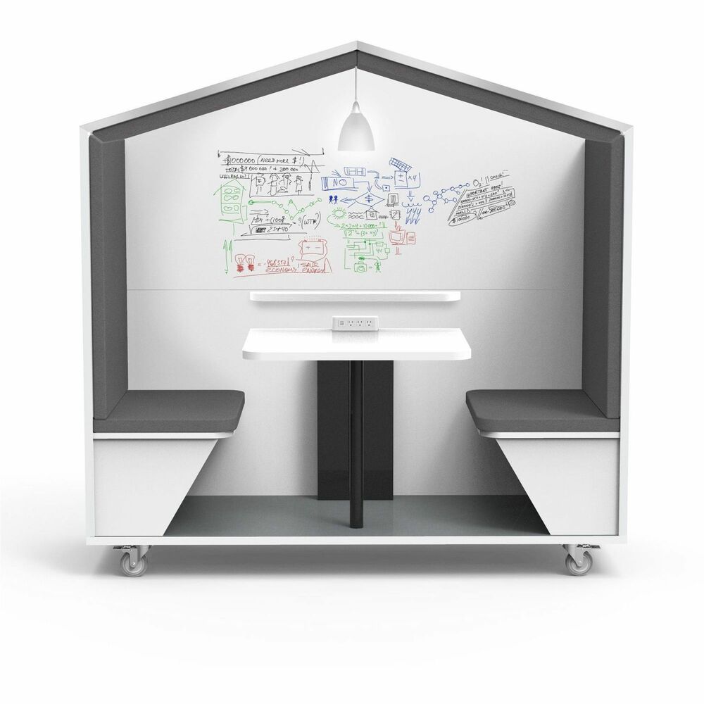 NOKNOOK002W - Nook Huddle is the perfect solution for those looking for a quiet environment designed to help them reset, focus or connect with others. Pitched roof and acoustic panels significantly reduce ambient noise, creating a secluded, quiet space that feels like a hug for your brain. Incredibly versatile design is ideal for offices and healthcare environments, schools, event spaces and more. Huddle features a table; two benches with storage underneath; small shelf over the table to free up space; whiteboard panel; power station for electrical outlets and USBs; adjustable lighting; and heavy-duty, lockable casters to seamlessly reconfigure every space. Huddle unlocks space for solitary or shared experiences whether you're working, studying, dining, playing or entertaining.