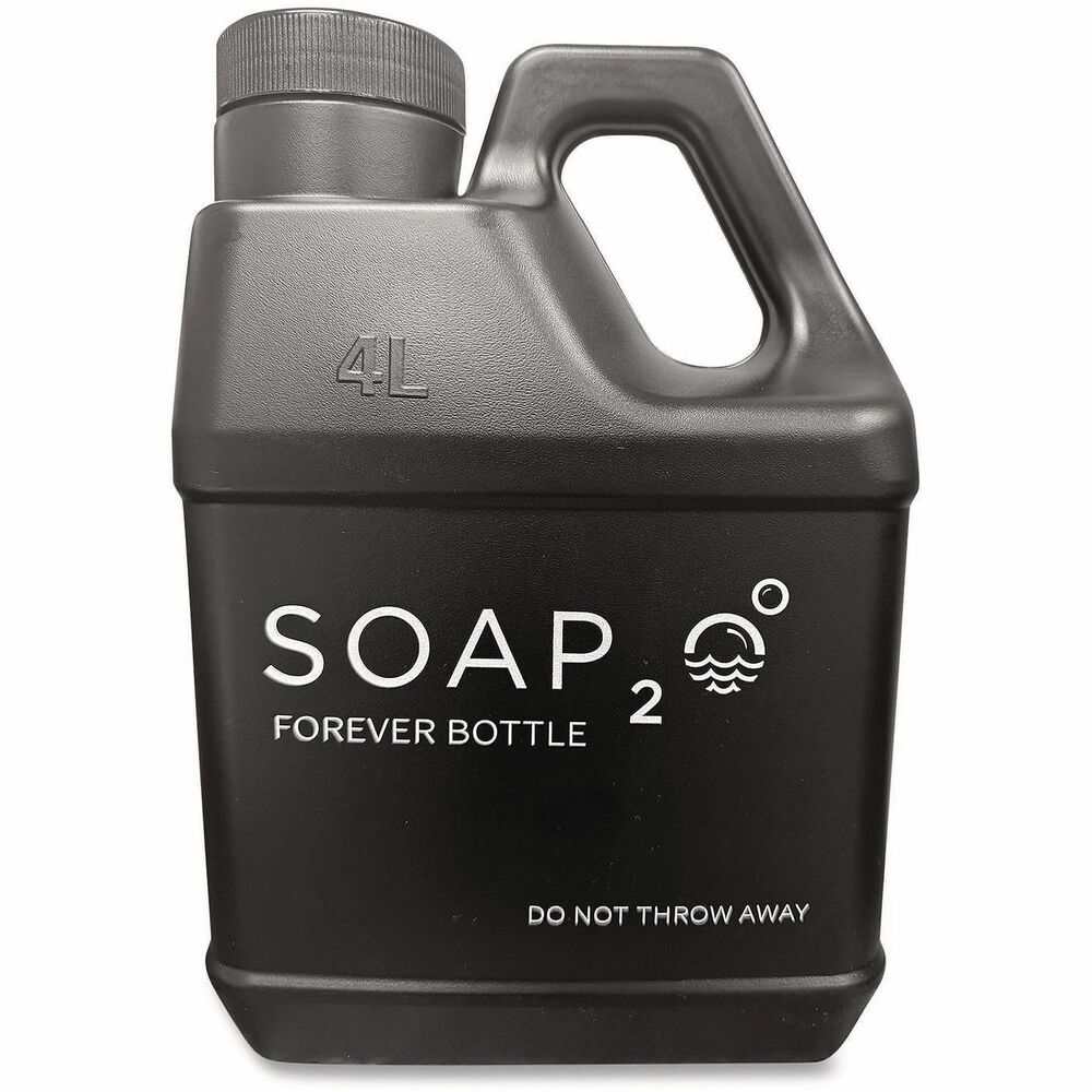SOAS2O4LFLBLK - Forever Bottle is used to mix Soap2o HydroPods with water to create a gallon of luxurious, foaming hand soap. Eliminate single-plastic waste and always have full dispensers. Use it to top off and refill your dispensers. Forever Bottle is made from recycled materials with a unique design to fit HydroPods (not included).