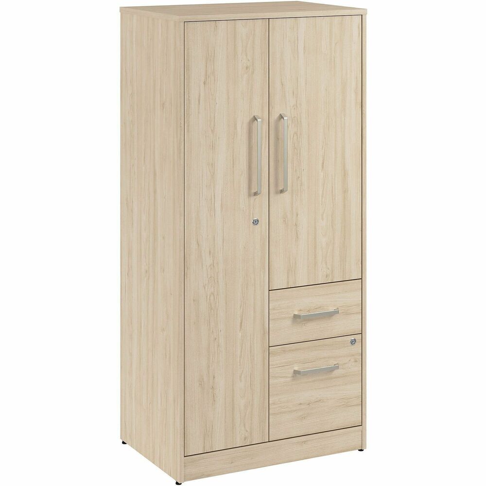 BSHVSS130NEK - Vista Wardrobe Cabinet with Drawers offers convenient storage and allows flexible configurations ideal for open area offices. Tall cabinet features two adjustable shelves behind the left door as well as two adjustable and one fixed shelves behind the right door. Each shelf supports up to 50 lb. Cabinet doors feature smooth self-closing, Euro-style hinges for an effortless open and close while drawers open on smooth, full-extension, ball-bearing slides for an easy reach to office items and files. Two optional hooks at the cabinet's top allow hanging coats, jackets and accessories when one or two adjustable shelves are removed, adding extra versatility. Thoughtfully designed for maximum stability, lateral file also includes an optional wall anchor. Included adjustable levelers compensate for uneven flooring. One lock secures the door while another single lock secures both drawers to safely organize sensitive items. Box drawer supports up to 15 lb. while the file drawer supports up to 30 lb.   
