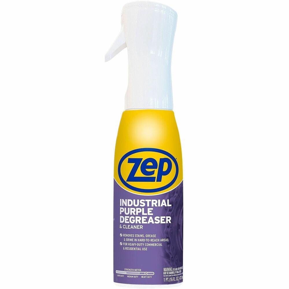 ZPER42320 - Convenient, industrial-grade solvent formula dissolves heavy grease, oil, tar and other soils so they can be easily rinsed or wiped away. It also removes adhesives and paints. Industrial Purple Degreaser is great for getting rid of tough stains, grease and grime. Perfect for both home and heavy-duty commercial use, it's fantastic on garage floors, tools, driveway stains and heavy laundry stains. Ready-to-use degreaser/cleaner comes in a flairosol spray bottle with patented technology free of pressurized gases or other environmentally harmful substances.