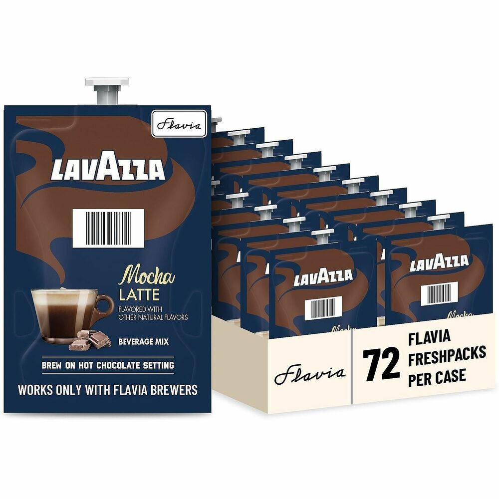 LAV48690 - In just one easy step with your Flavia brewer, you can elevate the workday with a freshly brewed and frothed Latte. Crafted with Lavazza coffee, a touch of cocoa and velvety milk froth, every sip delivers a classic and refined latte experience that can be enjoyed throughout the workday. Convenient treat is only 60 calories with less than 8 grams of sugar. It is made with natural flavors and sweeteners. Enjoy a rich and frothy, single-serve latte at the push of button without the hassle or extra equipment. Latte Freshpacks are compatible with all Flavia Brewers. More from the Manufacturer