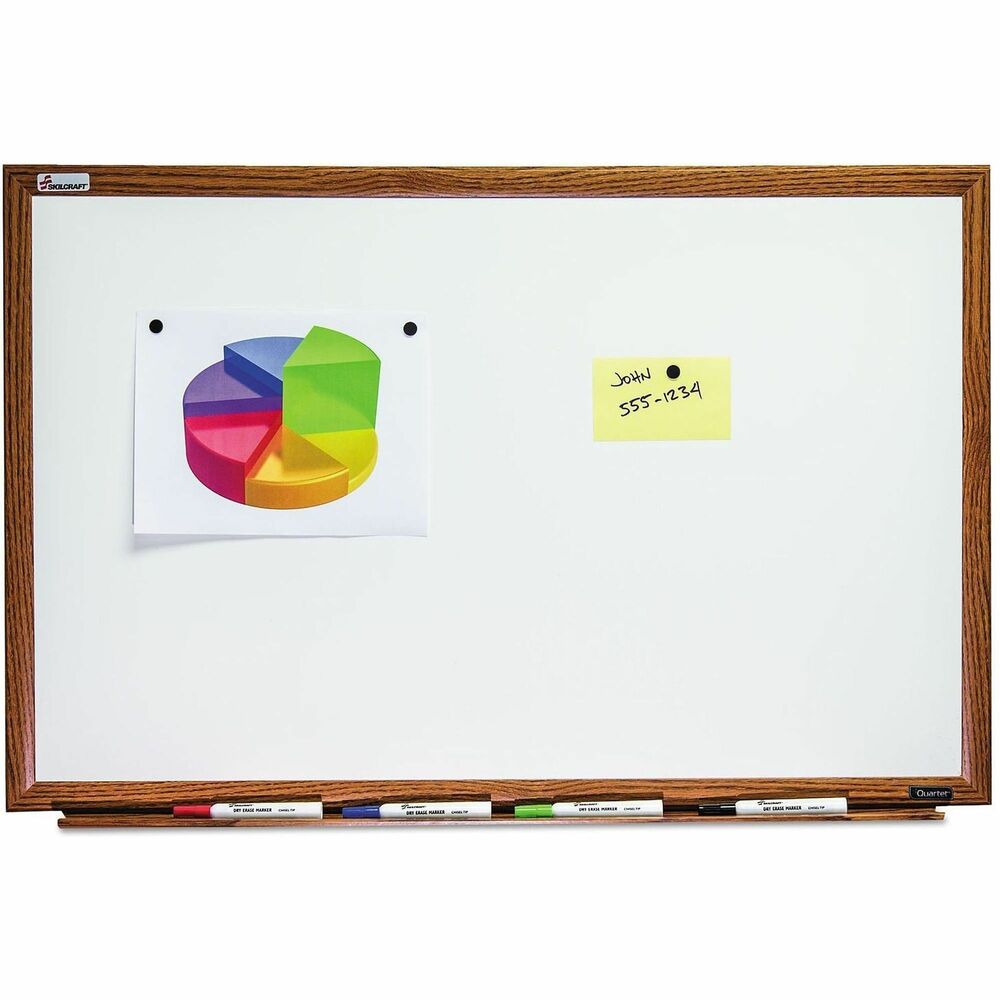 NSN3347079 - Dry-Erase Magnetic Whiteboard renders a smooth, flawless writing and porcelain display surface that is reliable and suitable for daily use. Magnetic feature provides dual functionality as a magnetic bulletin board. Easy-to-clean writing surface requires minimal use of cleaning solutions. Elegant frame complements most office environments. Hanging hardware is also included.