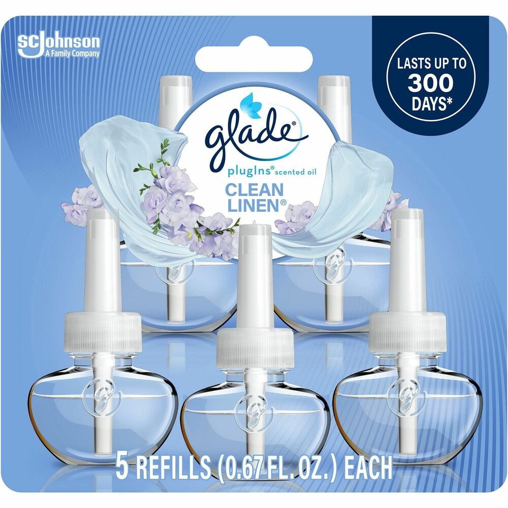SJN375682 - Scented oil refill delivers the classic scent of line-dried laundry in perfect weather. Long-lasting scent provides a continuous fragrance for up to 50 days per refill. See-through bottle lets you quickly see the current level to prevent unexpected depletion. Scented oil is perfect for offices, busy bathrooms, kitchens and more. Refill is designed for use with Glade PlugIns scented oil warmers (sold separately).