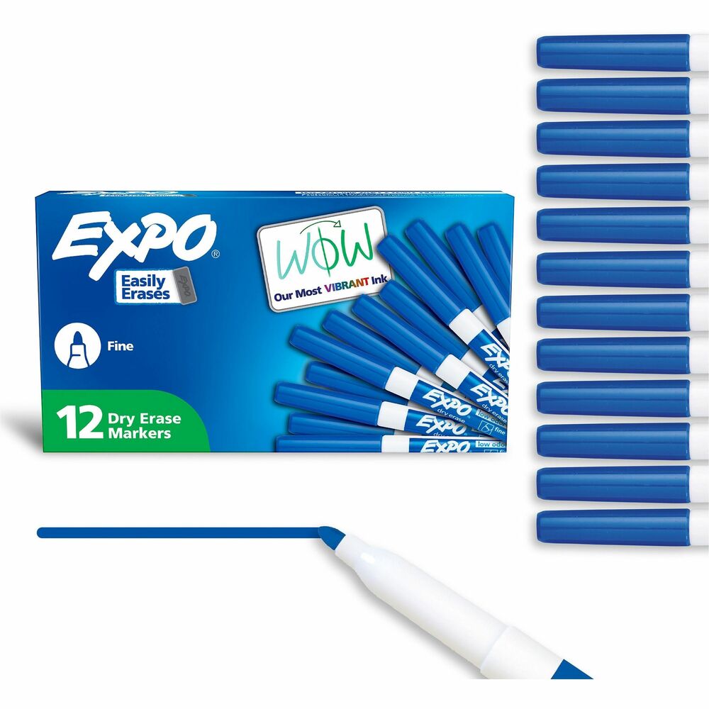 SAN86003A - Capture ideas, share information and organize life with vivid, EXPO Dry-Erase Markers. This vibrant marker collection helps everything come across clearly - from big ideas to fine details. Presentation markers are made for the whiteboard and beyond with ink that pops on glass, acrylic and other clear, nonporous surfaces. They're perfect for planning, presentations, lessons, calendars, home organization and more. Plus, the wide color range of these whiteboard markers adds versatility and personalization to any of your marking. Accent with a colorful doodle or sketch if you're a teacher or parent. Fine tip creates accurate, detailed lines. With an EXPO eraser or dry cloth, the ink erases cleanly and easily so no wasted time in any brainstorm session. Low-odor markers are great for classrooms, offices and homes. More from the Manufacturer