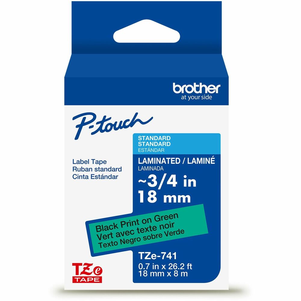 BRTTZE741G - Not all labels are created equally. Engineered by Brother for use with a variety of Brother P-touch Label Makers, Brother Genuine TZe Laminated Label Tapes offer an unbeatable combination of effortless customization, long-lasting performance, and impressive strength. The patented seven-layer lamination technology provides remarkable resistance to wear and tear, and label text is printed between layers, so messaging remains. Featuring Easy Peel split backings and outstanding adhesion, they are an effective option for application on smooth, round, and textured surfaces. Tested to perform in a range of environments, these label tapes withstand temperatures from freezing to boiling. Plus, they're resistant to fading caused by sunlight and damage due to water, making them ideal for indoor and outdoor use.  Chemical Resistant: TZe Laminated Label Tapes can be used on items and in areas that require frequent sanitizing with cleaners, wipes, and bleach. Restaurant kitchens, school cafeterias, tattoo shops, nursery schools, breakrooms, customer service counters. Water Resistant: TZe Laminated Label Tapes can be used in areas and on items with frequent water exposure. Hotel pool areas, backyard hot tubs, under-sink storage, laundry rooms, barber shops, fishing gear, outdoor garbage bins, dishwashers, and microwave-safe food storage. Abrasion Resistant: TZe Laminated Label Tapes can be used on items in public environments like municipal offices and government buildings or in home settings where items are often shared, accessed, or moved. Heavy storage containers, warehouse goods, power tools, dental office files, legal office binders, entry/exit doors in public buildings. Fade Resistant: TZe Laminated Label Tapes can be used in areas and on items that are exposed to sunlight. Retail store windows, flowerbeds, marinas, used car lots, swap meets, BBQ tools and accessories. Offered in multiple sizes and colors, the extensive range of TZe Laminated Label Tapes is further expanded with premium and specialty options that are perfect for more specific uses. For durable, long-lasting custom label solutions, depend on Brother TZe Laminated Label Tapes - labels that work hard to simplify the hard work of identification and organization.  Images are for illustrative purposes only. Actual output (such as font and margins) may vary. Tape widths listed in inches are approximate. Actual tape widths are listed in millimeters (mm).