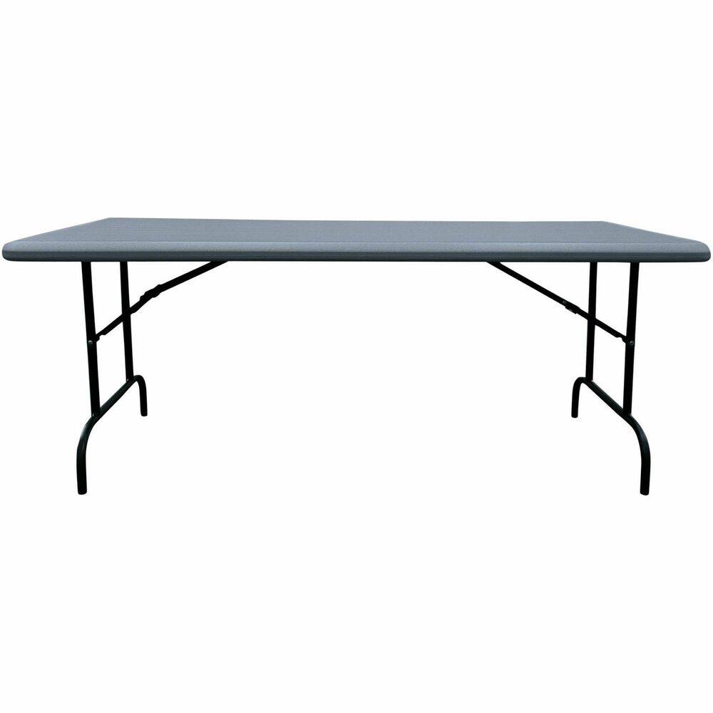 NSN7246313 - Durable, blow-molded folding table is commercial-grade for reliable use and made with high-density polyethylene plastic and a contemporary beveled, radius-edged top. It is 30 percent lighter in weight than standard, wood laminate folding tables, but far more durable. Tubing legs are made of powder-coated, heavy-gauge steel and feature nonmar plastic-capped feet to protect floors. Lightweight table is highly portable for easy transport and storage. Use indoors or outdoors. Table cleans easily and resists dents, scratches, rust, stains and warping. Top is made with approximately 35 percent pre-consumer recycled content, and all parts are recyclable at end of life. Table meets BIFMA standards and is TAA and Berry Amendment compliant.