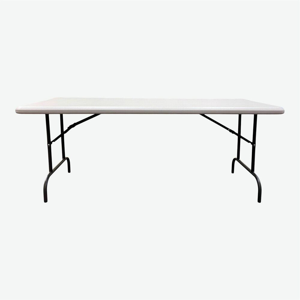 NSN7246806 - Durable, blow-molded folding table is commercial-grade for reliable use and made with high-density polyethylene plastic and a contemporary beveled, radius-edged top. It is 30 percent lighter in weight than standard, wood laminate folding tables, but far more durable. Tubing legs are made of powder-coated, heavy-gauge steel and feature nonmar plastic-capped feet to protect floors. Lightweight table is highly portable for easy transport and storage. Use indoors or outdoors. Table cleans easily and resists dents, scratches, rust, stains and warping. Top is made with approximately 35 percent pre-consumer recycled content, and all parts are recyclable at end of life. Table meets BIFMA standards and is TAA and Berry Amendment compliant.