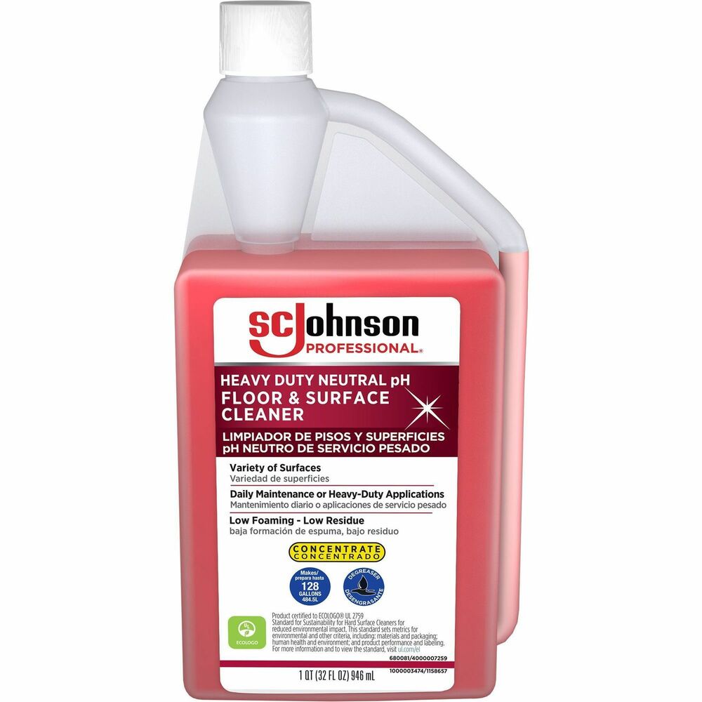 SJN680081CT - Low-residue, low-foaming, concentrated cleaner is specially formulated for daily maintenance of high-traffic surfaces or scrub/recoat applications. Also use it as a surface cleaner or degreaser. For best results, pair with SC Johnson Professional Hyper Concentrate Floor Stripper and Multi-Surface Floor Finish (none included). Use this Heavy Duty Neutral pH Floor & Surface Cleaner on a variety of flooring types such as vinyl composite, vinyl asphalt, vinyl asbestos, 100 percent sheet vinyl, terrazzo, rubber, linoleum, marble, granite, concrete and sealed wood floors. Squeeze-and-pour bottle includes a measuring cup for easy cleaning.