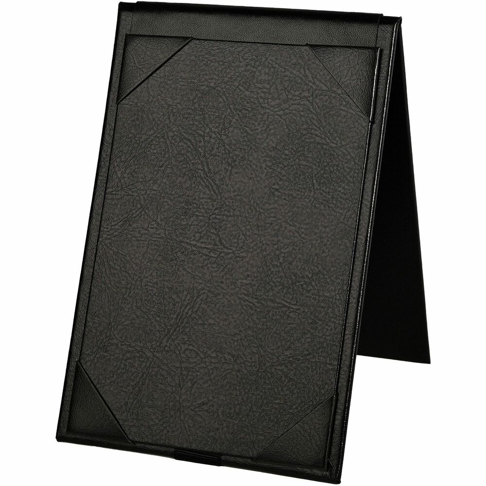 DEF4440 - A-Frame Table Tent provides an attractive, effective way to display signs and menus. Double-sided design displays information from the front and back. Freestanding, A-Frame easily folds flat when not in use, making it perfect for specialty menus in restaurants. Picture corners hold signs in place. Signs are easily exchanged. Eye-catching leatherette fits the aesthetic of most environments.