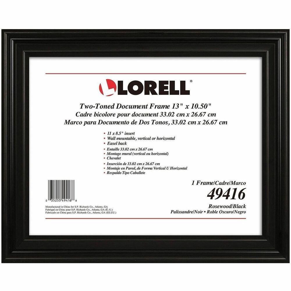 LLR49416 - Frame with glass cover features a two-toned design of Rosewood and black to add sophisticated style to your home or office decor. Versatile construction can be conveniently positioned either vertically or horizontally on your desk or wall. Included certificate is ready to use or can be replaced with your custom certificate. Polystyrene frame is perfect for displaying awards, photos, certificates and more.