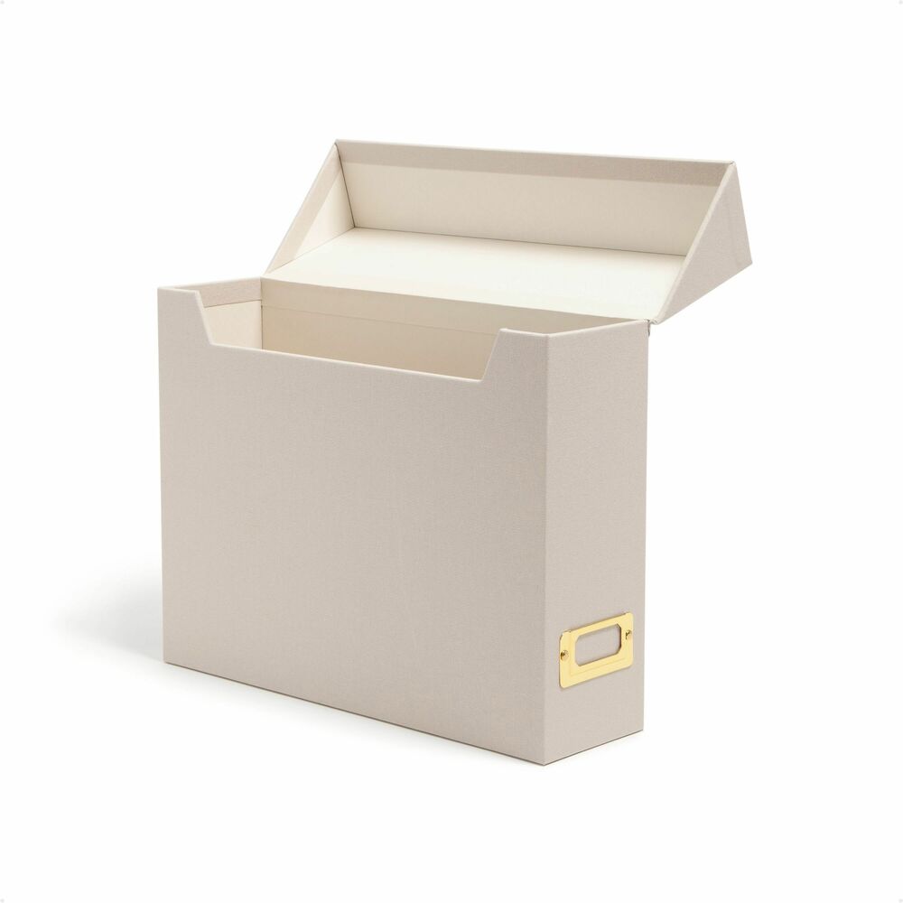 SMD70232 - Subtle and sophisticated storage-the Smead Flip Top File Box provides efficient upright organization with a refined touch. Featuring an attached protective lid and a gold metal nameplate for easy labeling and identification, it makes an excellent organizational solution. Keep loose items tidy on your desk, counter, or shelf while adding decorative neutral accents to your space. Measuring 10" x 3.7" x 13" , this file box fits standard letter-size papers. Perfect for desk, counter, or shelf use, its sleek design adds elevated organization to any office or home. Pair multiple boxes side-by-side for a cohesive, clutter-free look that is as practical as it is chic.