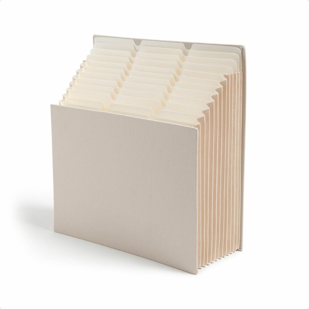 SMD70226 - Subtle and sophisticated storage-the Smead Stadium File provides innovative upright document organization with a refined touch. Its patented tiered tabbed pockets keep every tab visible at a glance, so you can quickly and easily locate important documents, making it a perfect desk organizer. The durable reinforced expandable gussets provide added stability and room to accommodate growing files. Perfect for taming clutter on your desk, counter, or shelf, this sleek file organizer adds decorative neutral accents to any office or home. Measuring 12.75" x 13.75" and expanding up to 11.75" , it offers a spacious solution for keeping your desk organized. Pair with the Smead Flip Top Storage Box for a cohesive, clutter-free look that is as practical as it is chic.
