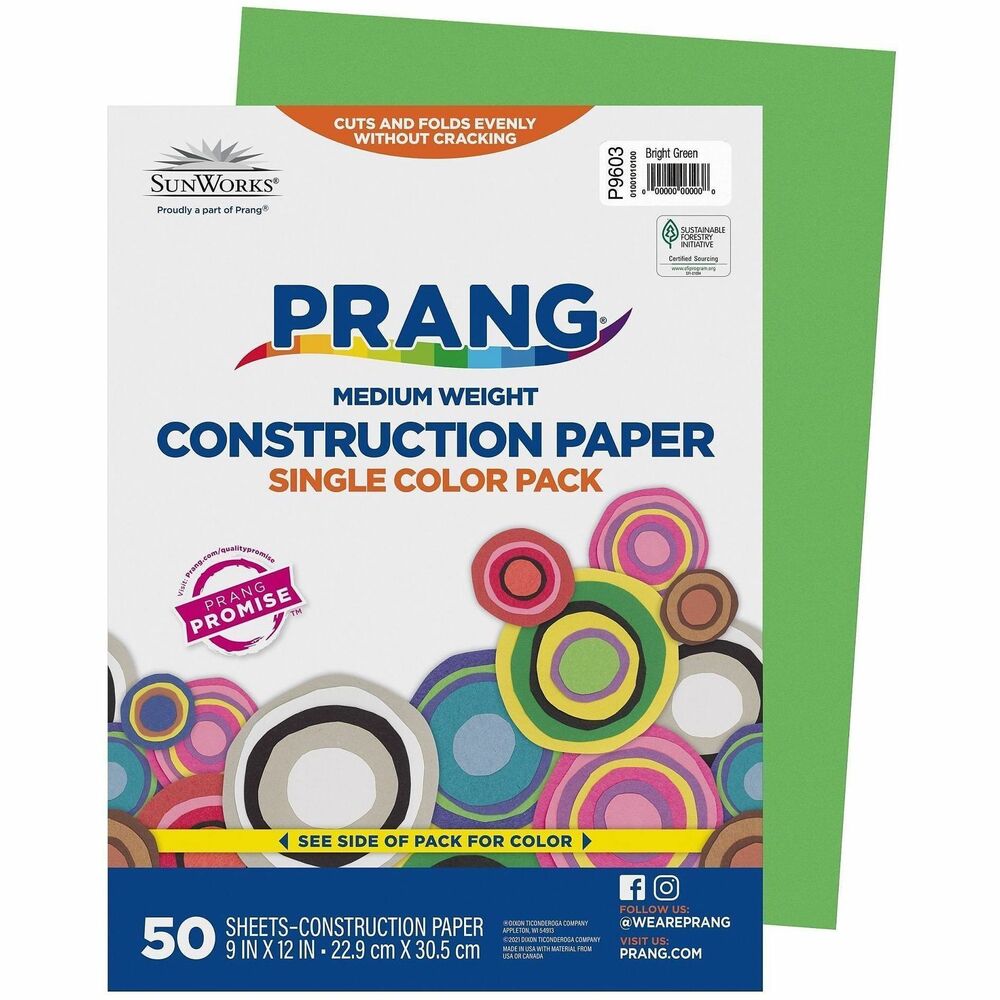 DIXP96030001 - Prang (Formerly SunWorks) Medium Weight Groundwood Construction Paper provides the best value in school grade construction paper. It is the perfect solution for school projects and other arts and crafts. It has bright and consistent colors, is slightly textured and cuts and folds evenly without cracking. Recyclable.