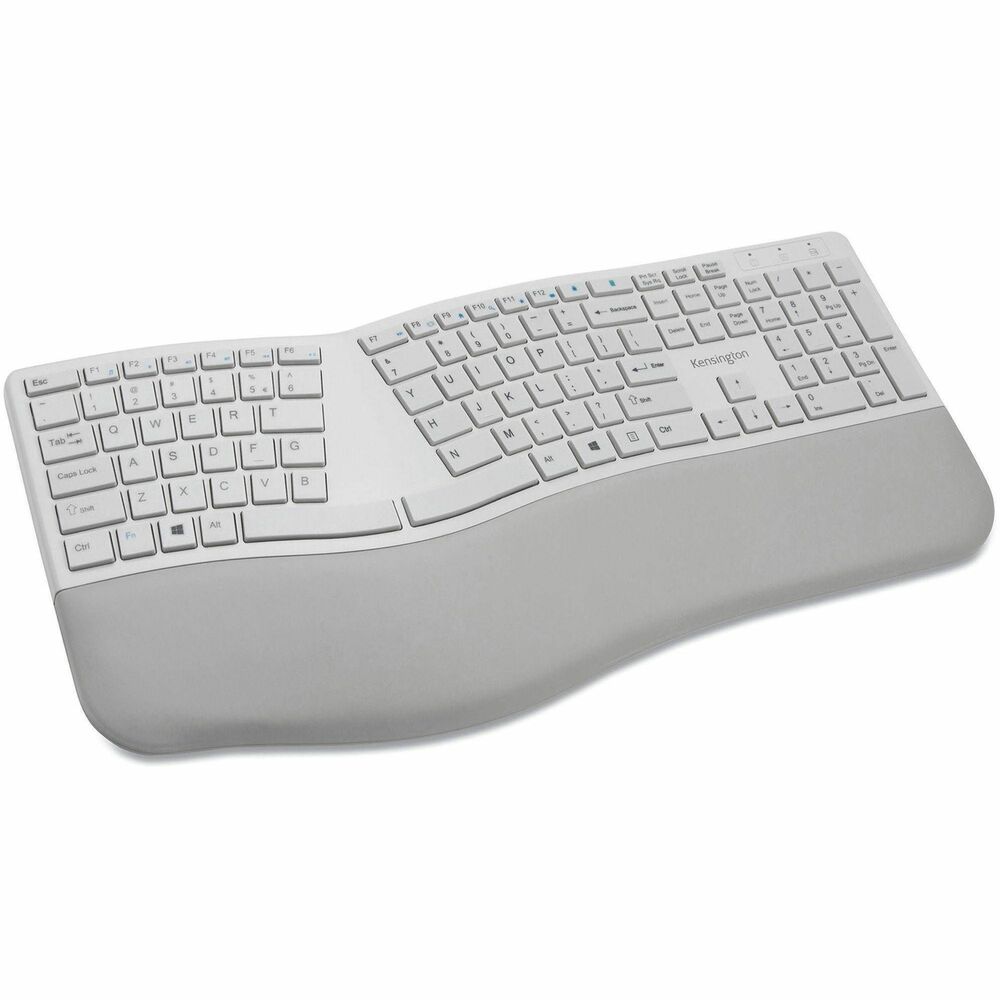 KMW75402 - Ergonomist-approved design positions your hand for improved comfort. Split and sloped keyboard with adjustable reverse tilt positions hands, wrists, and forearms for comfort and neutral alignment. Built-in wrist rest supports, cushions, and cradles the wrists. Dual wireless with 128-bit AES encryption security delivers the flexibility of 2.4 GHz and Bluetooth 4.0 LE, with government-grade encryption. Quiet keys means typing is smooth, easy, and non-disruptive. Spill-proof keys make cleanup fast and easy. With a replaceable receiver, if your receiver is ever lost or damaged, simply purchase a new one, pair it with your mouse, and you're all set. Three-mode power-saving switch allows you to toggle between 2.4GHz, Bluetooth, and Off for best battery life. Caps Lock, Numbers Lock, Scroll Lock, and F-Keys are popular features that make typing and navigating easier and more efficient.