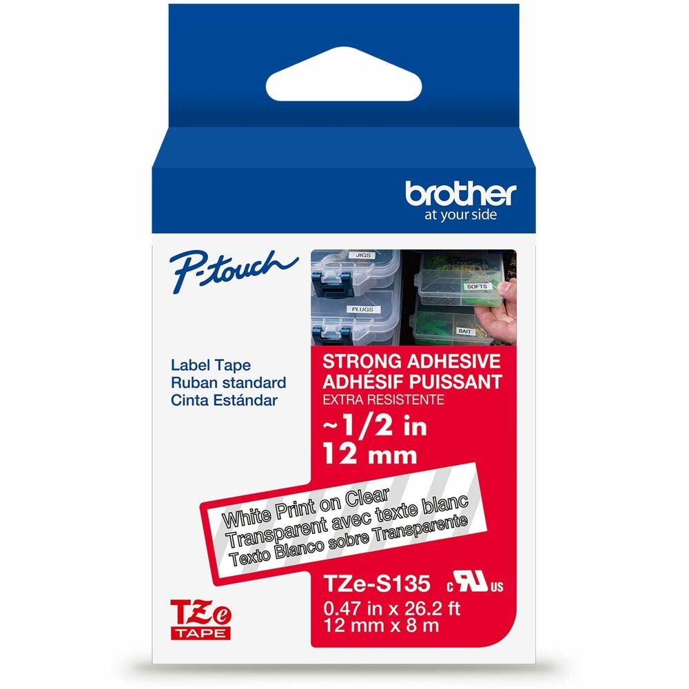 BRTTZES135G - With twice the adhesive power of our standard TZe label tapes, Brother Genuine TZe Strong Adhesive Label Tapes are tough enough for almost any job. Apply them with confidence knowing your label will stick there and stay there. A reliable choice for both indoor and outdoor applications, these strong and durable tapes can be used confidently in harsh environments and on rough/uneven surfaces. Use these labels anywhere that needs extra sticking power, like warehouses, schools, stockrooms, production floors, and heavy equipment. TZe Strong Adhesive Laminated Label Tapes are: Chemical Resistant: Tested for resistance to many different chemicals, TZe Strong Adhesive Laminated Label Tapes can be used in areas and on items that require frequent cleaning with common cleaners like bleach or wipes. Great for use in medical offices, on cleaning supplies, in hospitals, and in restaurants. Water Resistant: Able to withstand water and humidity, TZe Strong Adhesive Laminated Label Tapes can be used in areas and on items with frequent water exposure. Ideal for use on docks and boats, home or industrial kitchens and freezers, outdoor equipment storage, and bathrooms. Abrasion Resistant: Engineered to perform in harsh environments, TZe Strong Adhesive Laminated Label Tapes can be used on items that are frequently shared, moved or accessed in public or home settings, like sports equipment, storage containers, industrial equipment, and more. Fade Resistant: TZe Strong Adhesive Laminated Label Tapes can be used in areas and on items exposed to sunlight, such as lawnmowers and gardening tools. Using 18mm label tapes, QR codes can be added to outdoor signage and tables in outdoor cafes. With long-lasting, extra-strength adhesion and easy-to-read print quality, you can be confident that TZe Strong Adhesive Laminated Label Tapes will help you keep almost anything organized. Like all Brother P-touch TZe Tapes, TZe Strong Adhesive Laminated Label Tapes are designed to work seamlessly with a variety of Brother P-touch Label Makers and are engineered for effortless customization, long-lasting performance, and impressive durability.  Images are for illustrative purposes only. Actual output (such as font and margins) may vary. Tape widths listed in inches are approximate. Actual tape widths are listed in millimeters (mm).