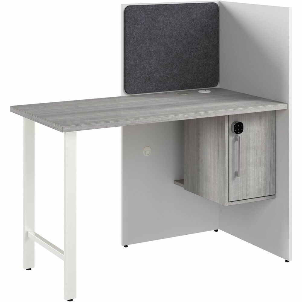 BSHHUCB248WHPG - Hustle 48" Cubicle Desk for Office with Locking Storage Cabinet instantly turns any space into a private and productive work area. The 1" thick desktop with a 200 lb. capacity accommodates multiple monitors and other equipment. Durable melamine worksurface protects against scratches, stains and other cosmetic damage to preserve the computer desk's appearance throughout years of regular use. Underdesk storage cabinet with customizable keypad lock securely stores valuables and personal items. Built-in cabinet's interior has one adjustable shelf to hold various shapes and sizes. Desktop power grommet with AC outlet, USB-A and USB-C port makes charging and connecting electronic devices easy while wire-management passthroughs keep your work area free from cords and cables. Set up the included tackboard on either the back or side panels to display memos, reminders, pictures and office decor. This modern cubicle desk meets or exceeds ANSI/BIFMA quality standards for safety and performance.